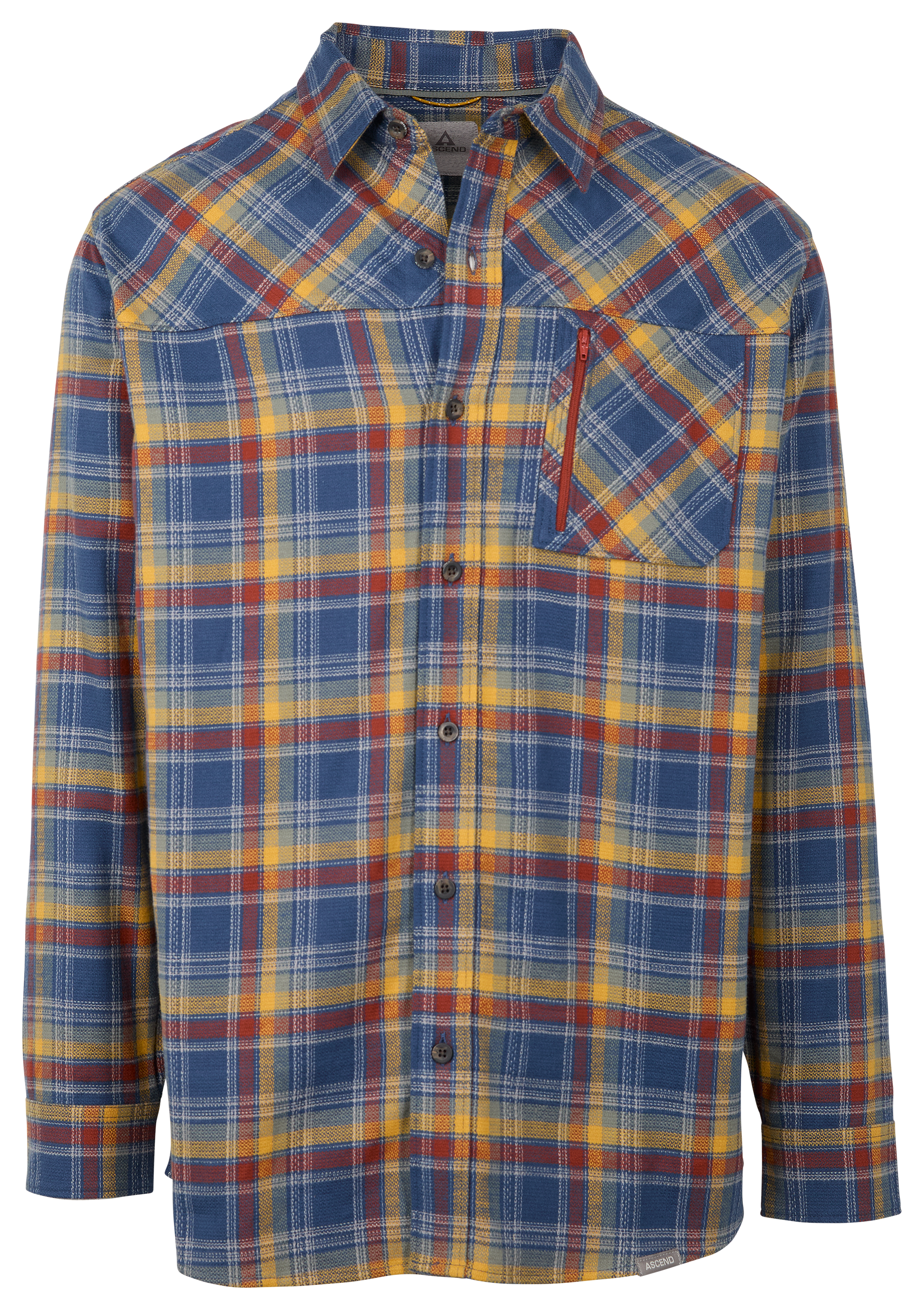 Image of Ascend Finn Button-Up Long-Sleeve Shirt - Dark Denim Plaid
