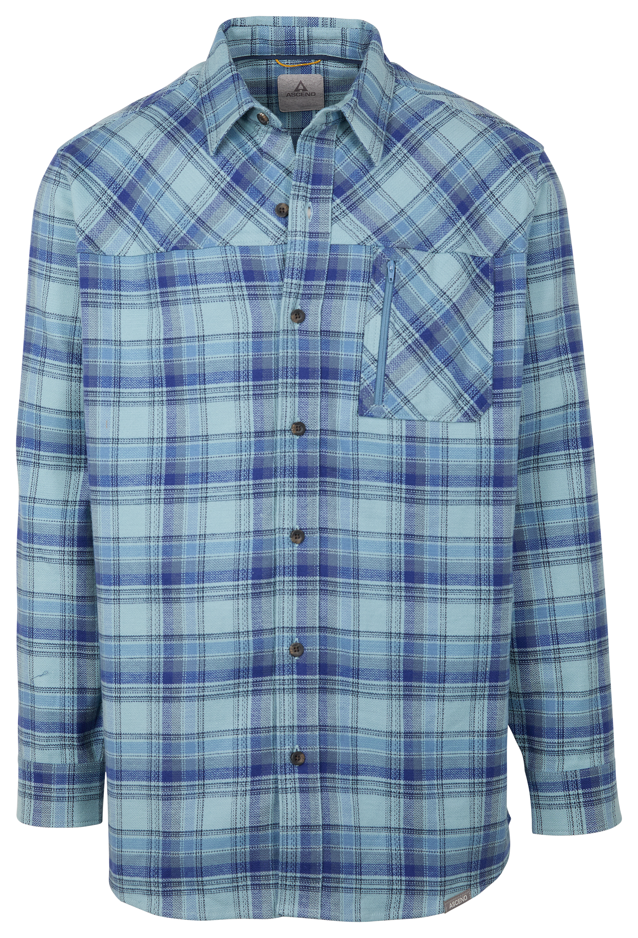 ASCEND Finn Button-Up Long-Sleeve Shirt -Tourmaline Plaid