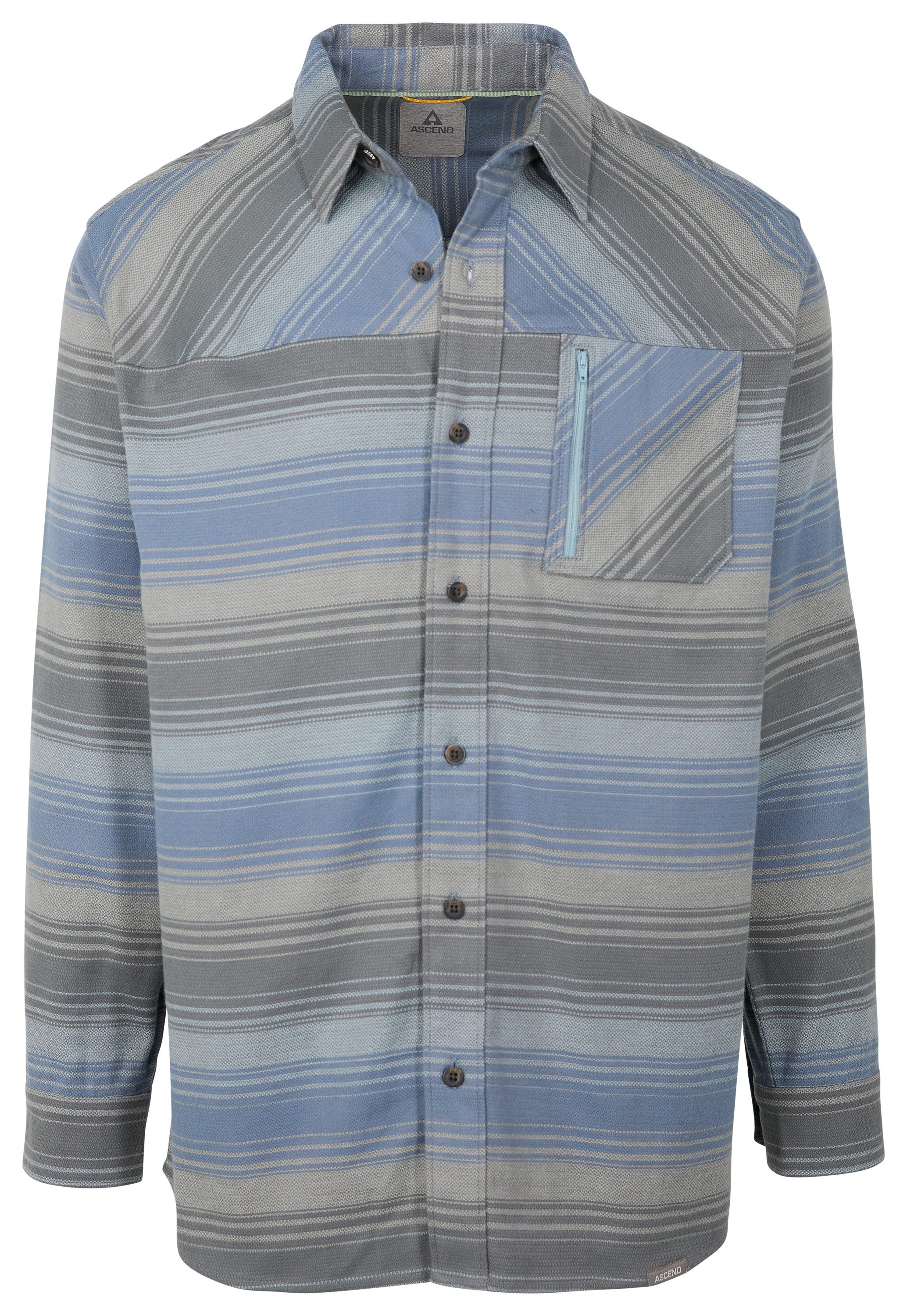 Image of Ascend Finn Button-Up Long-Sleeve Shirt - Copen Blue Stripe