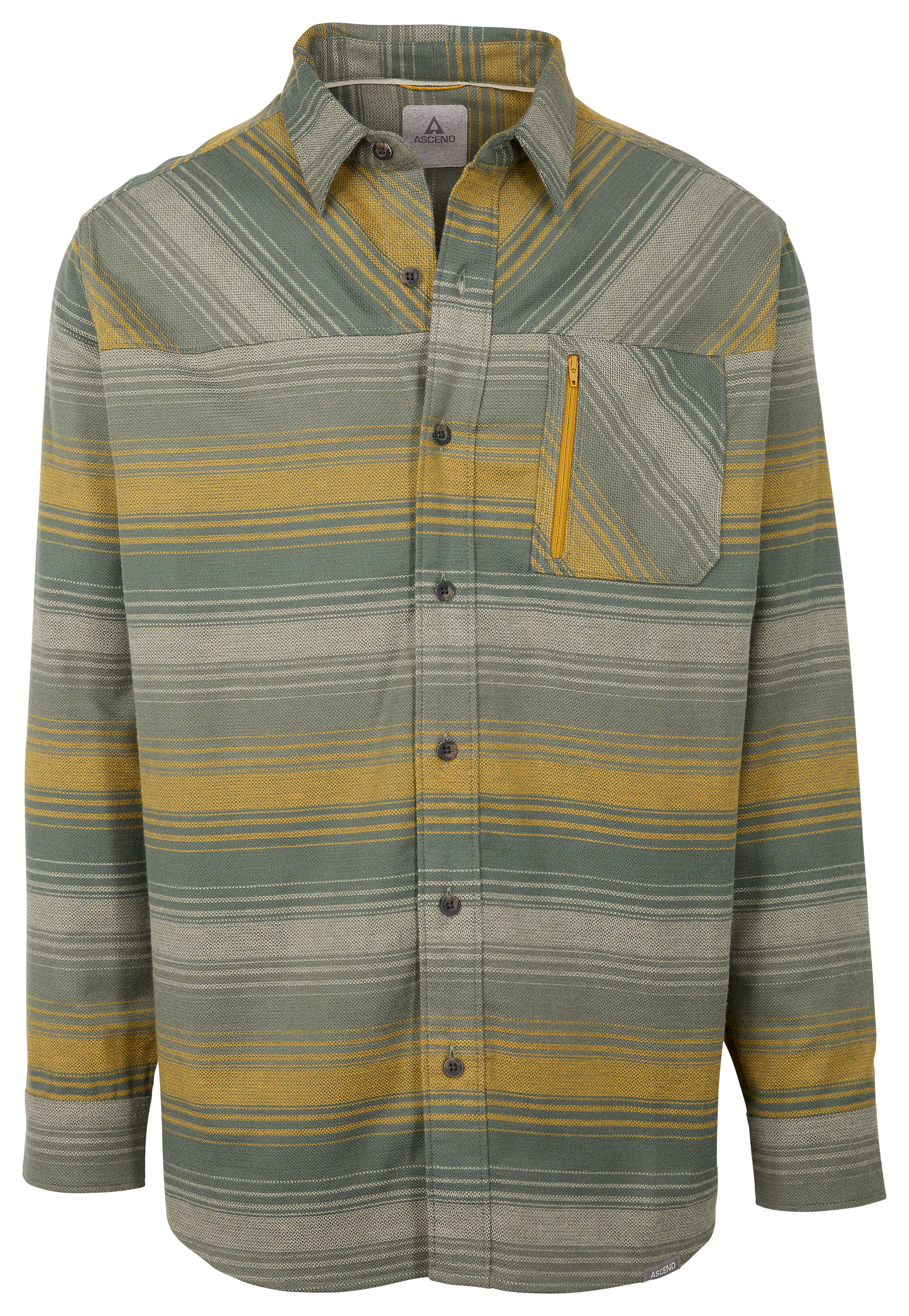 Image of Ascend Finn Button-Up Long-Sleeve Shirt - Balsam Green Stripe - L