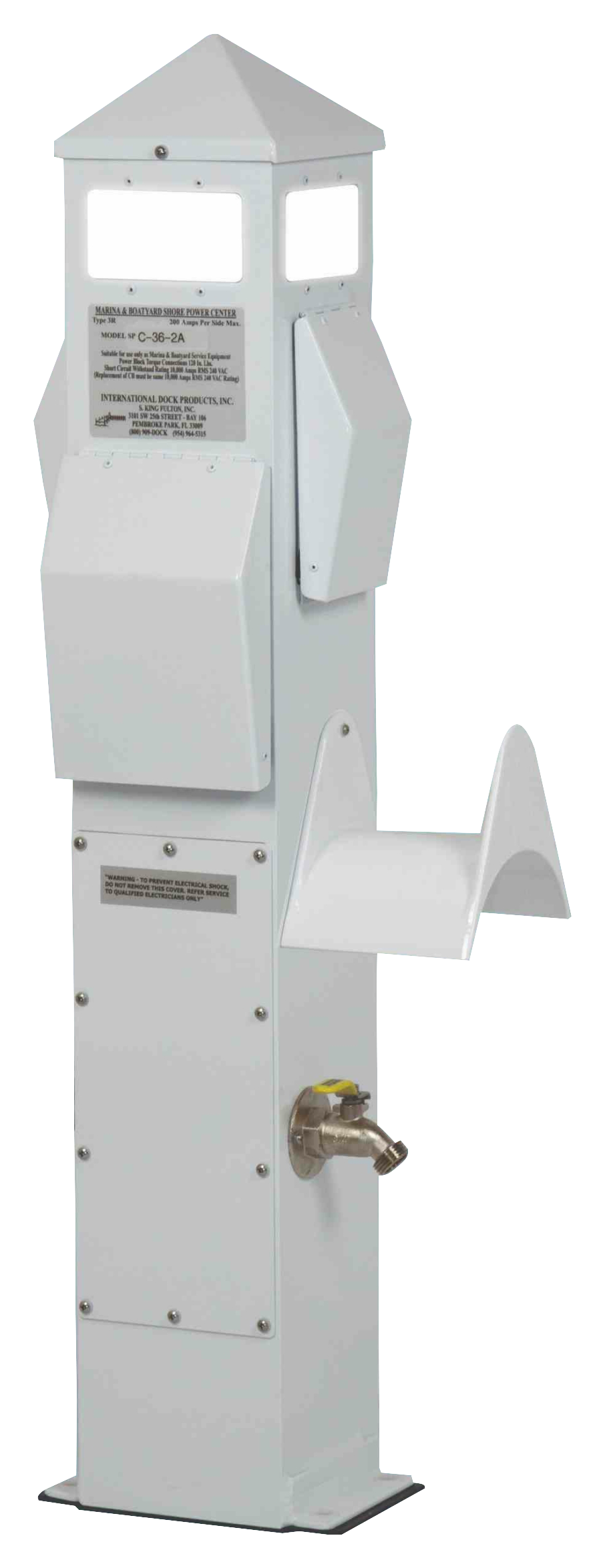 Image of "International Dock Products 36"" Aluminum 30/20-Amp Power Dock Pedestal"