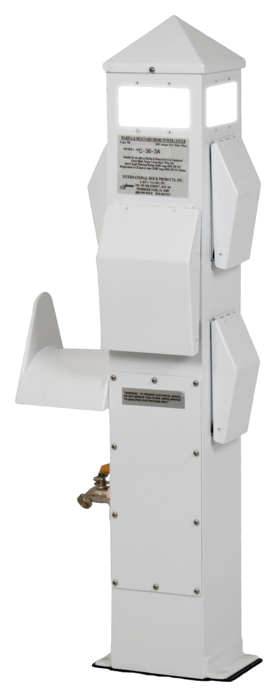 Image of "International Dock Products 36"" Aluminum 50/50/20 Amp Power Dock Pedestal"