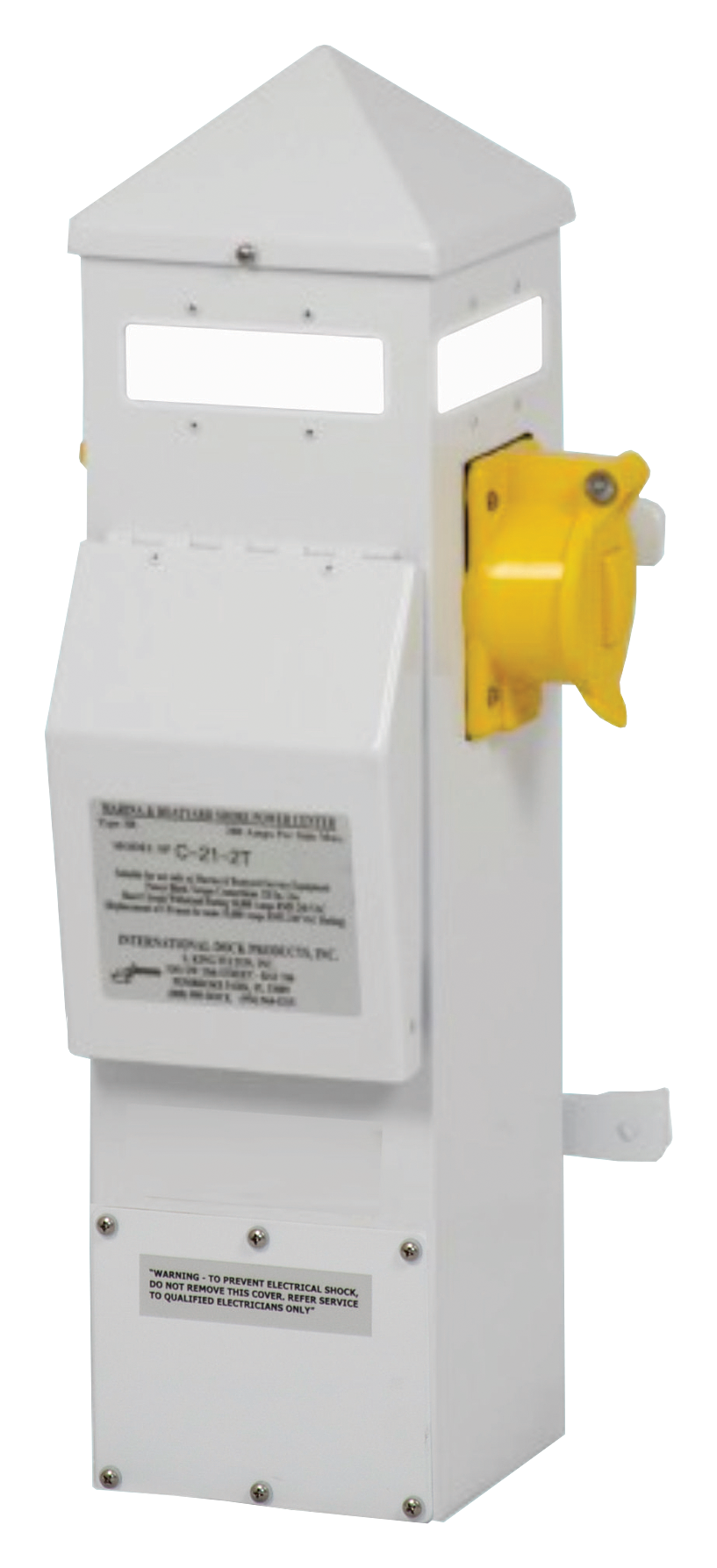 Image of "International Dock Products 21"" Aluminum 30/20-Amp Power Dock Pedestal"