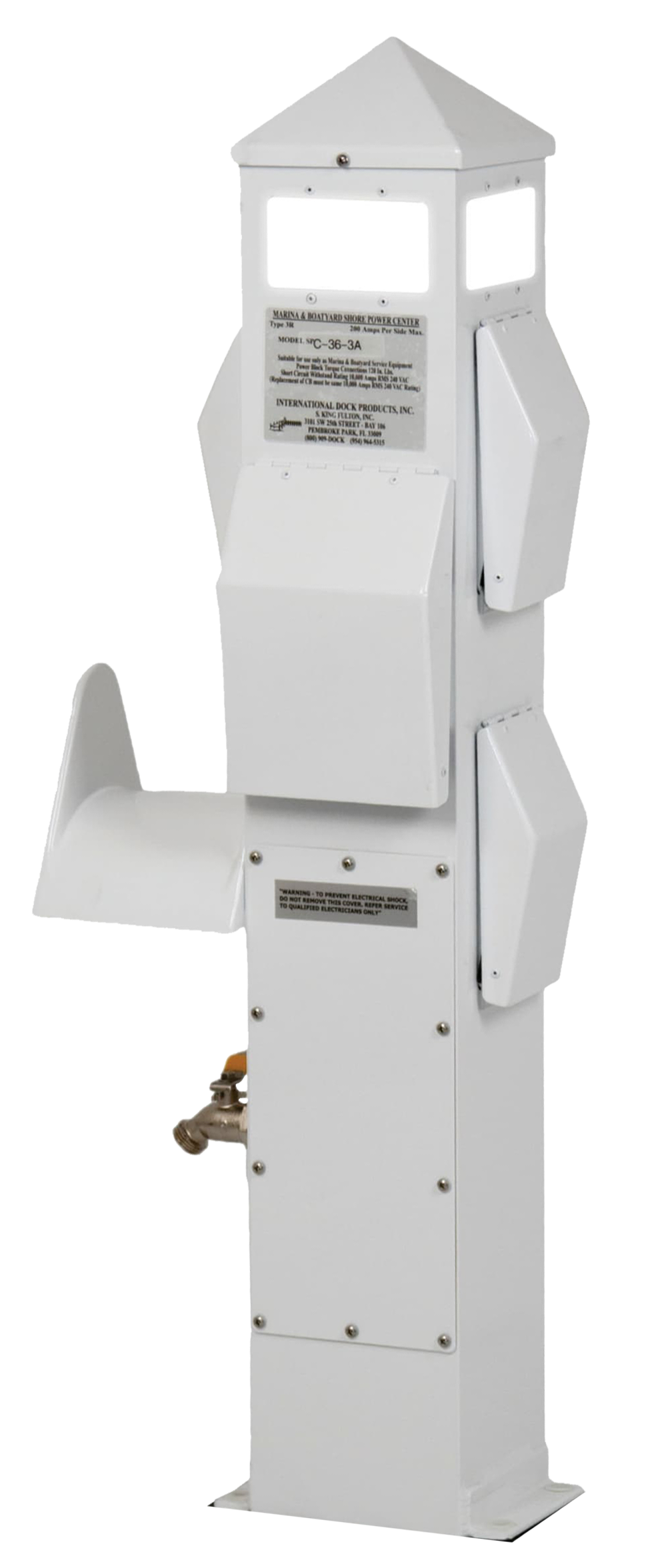 Image of "International Dock Products 36"" Aluminum 30/30/20 Amp Power Dock Pedestal"