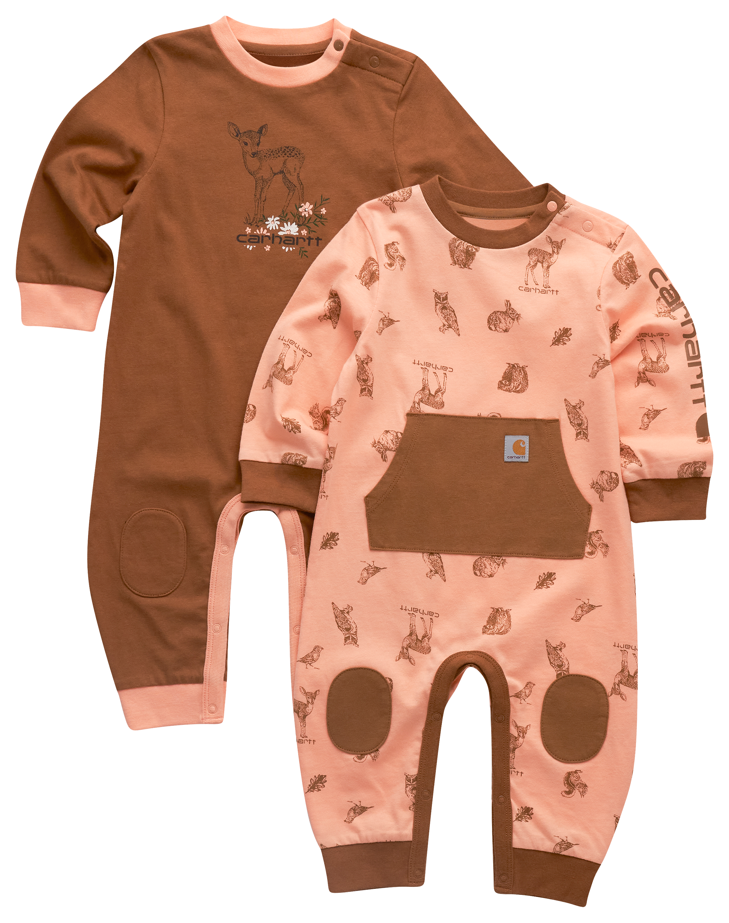 Image of Carhartt Long-Sleeve Coveralls 2-Piece Set for Babies - Carhartt Brown