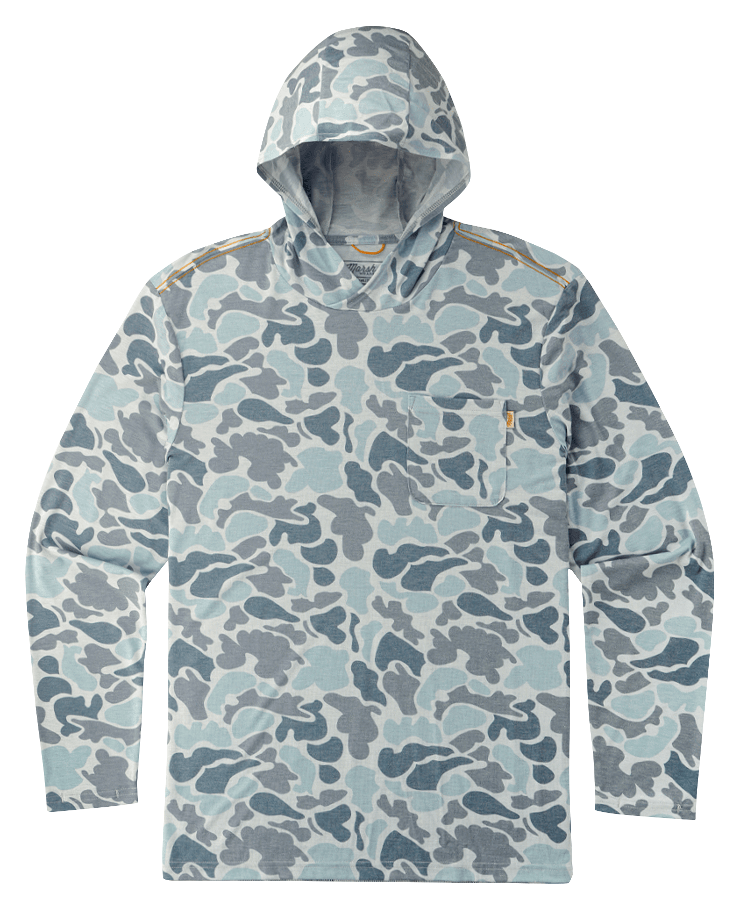 Image of Marsh Wear Buxton Hagood Performance Long-Sleeve Hoodie for Men - Silver Mallard Camo