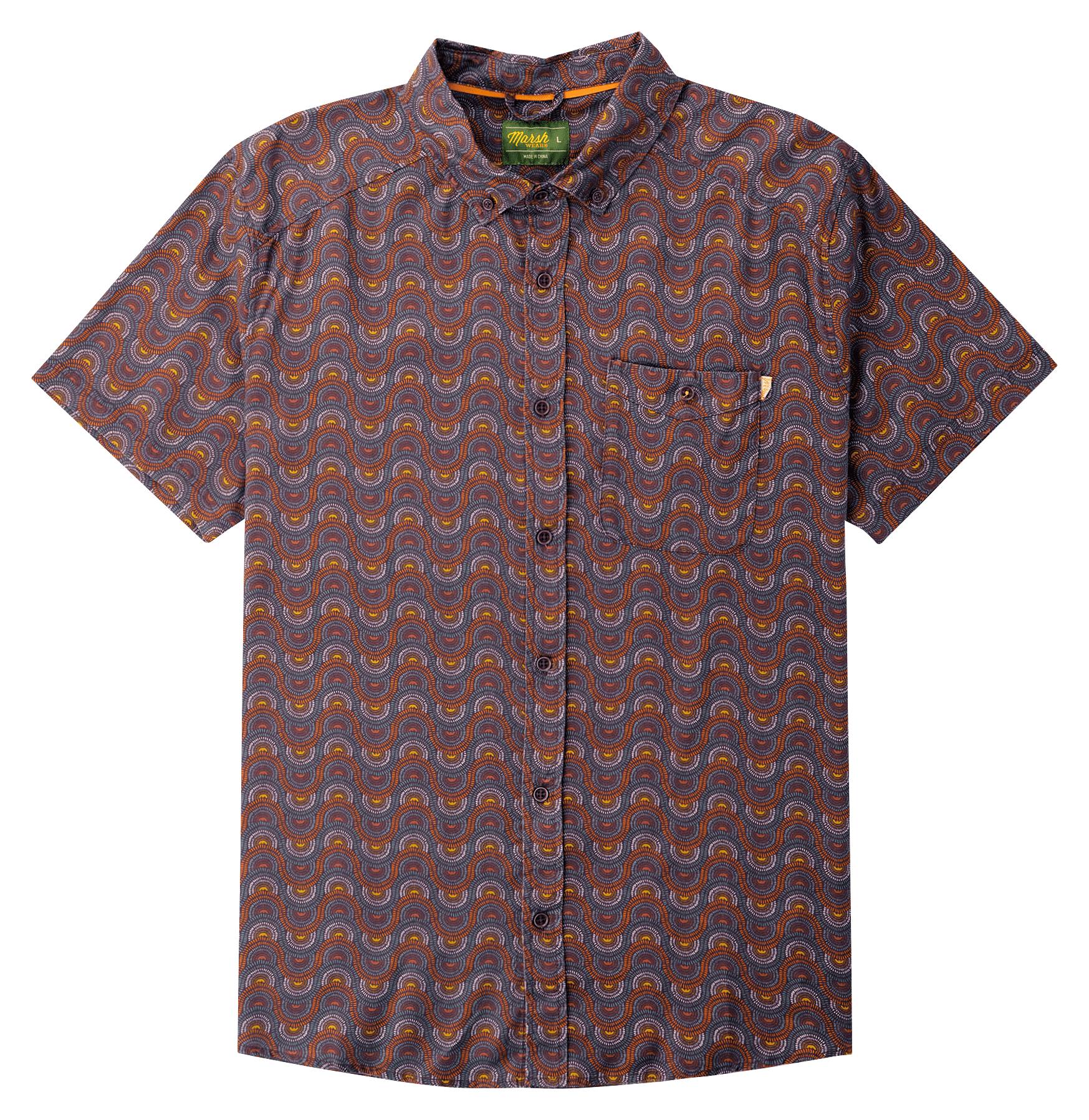 Image of Marsh Wear Hagood Woven Short-Sleeve Button-Down Shirt for Men - Raisin