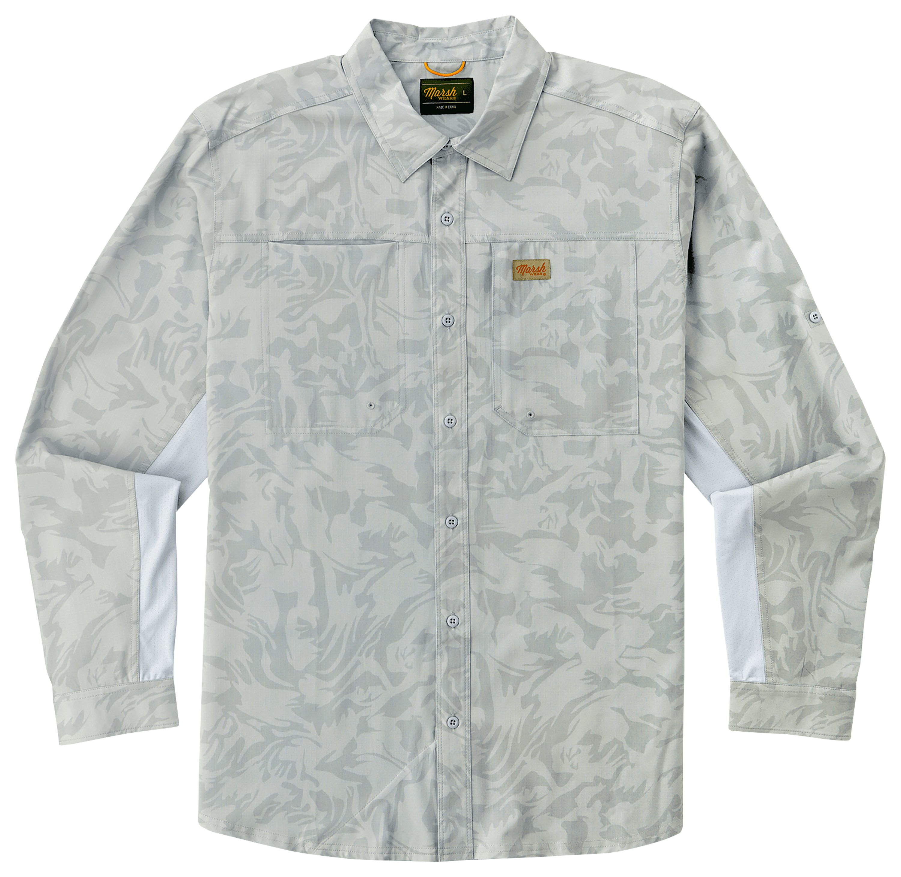 Image of Marsh Wear Lenwood Hagood Long-Sleeve Button-Down Shirt - Smoke Coastal Camo