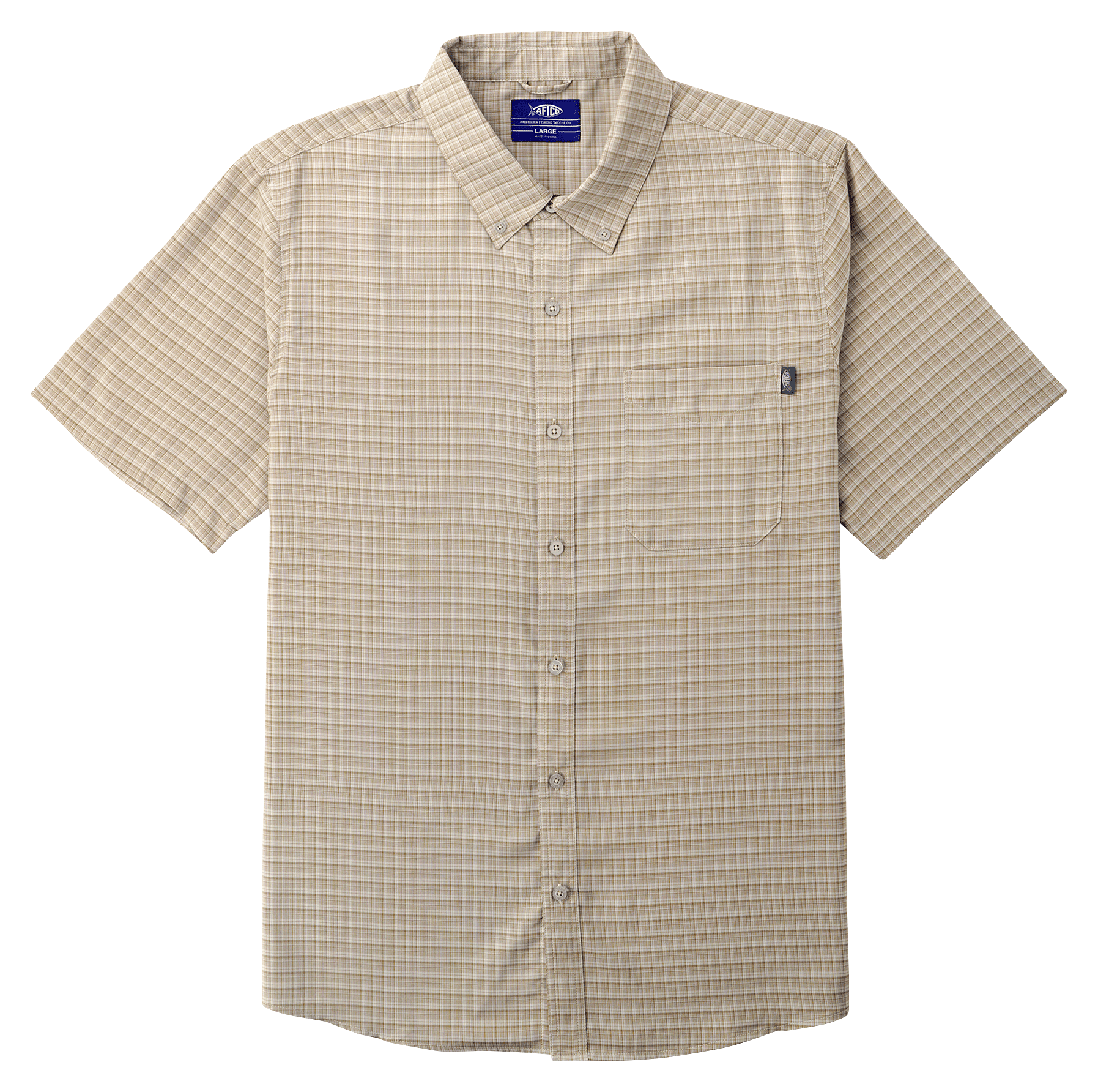 Image of AFTCO Dorsal Short-Sleeve Button-Down Shirt for Men - Khaki