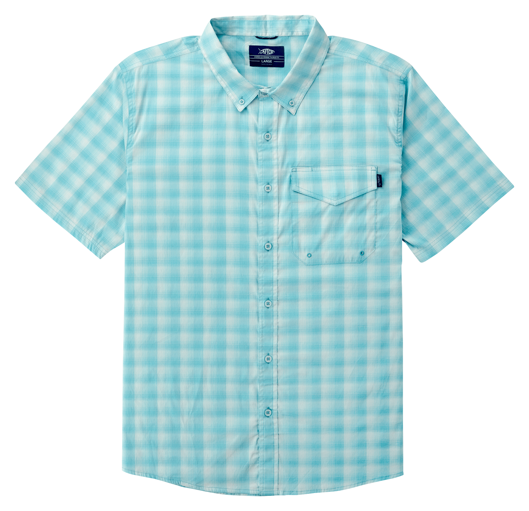 Image of AFTCO Portside Short-Sleeve Button-Down Fishing Shirt - Splish Splash - S