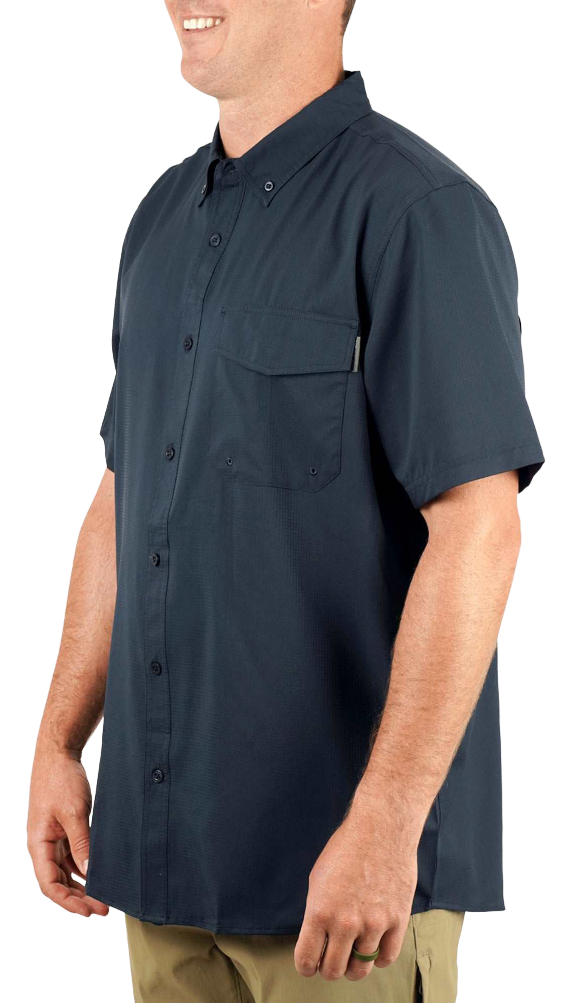 Image of AFTCO Palomar Tech Short-Sleeve Button-Down Shirt - Naval