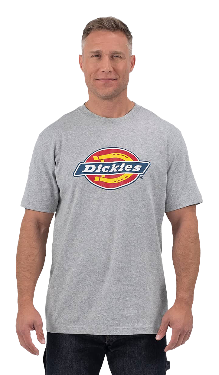 Image of Dickies Tri-Color Logo Short-Sleeve T-Shirt for Men - Heather Gray