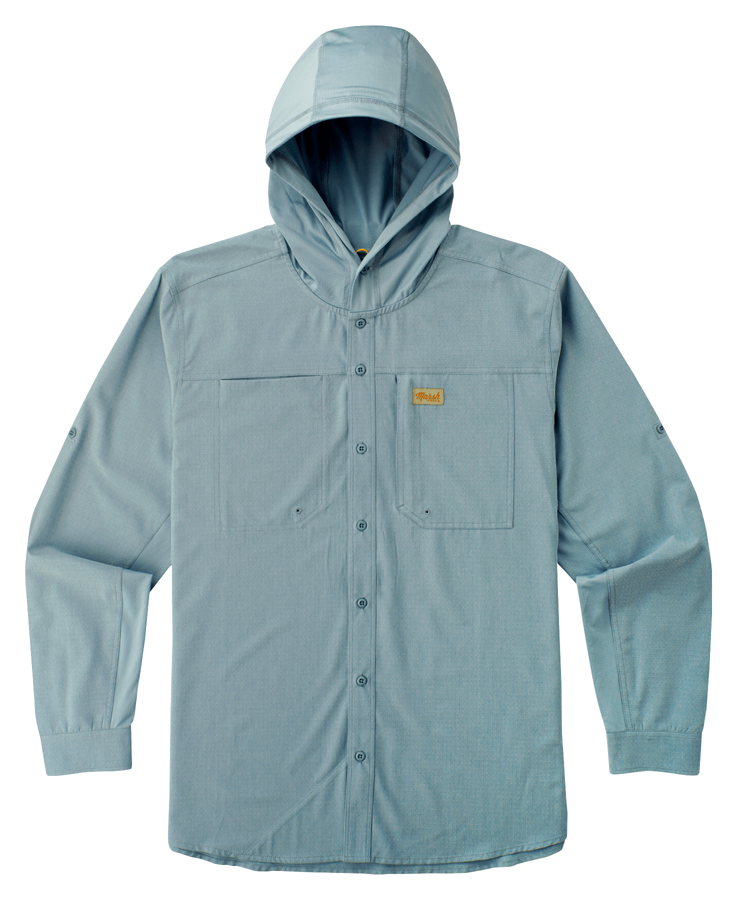 Men's Marsh Wear Lenwood Tech Long Sleeve Hooded Button Up Shirt