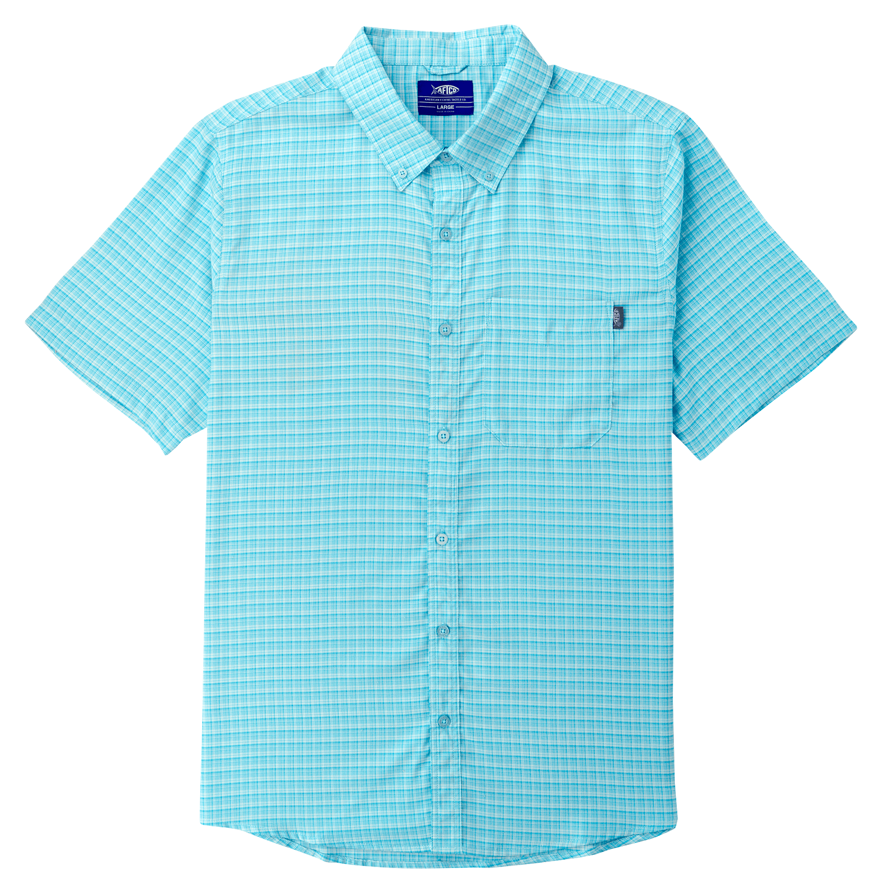 Image of AFTCO Dorsal Short-Sleeve Button-Down Shirt for Men - Fathom