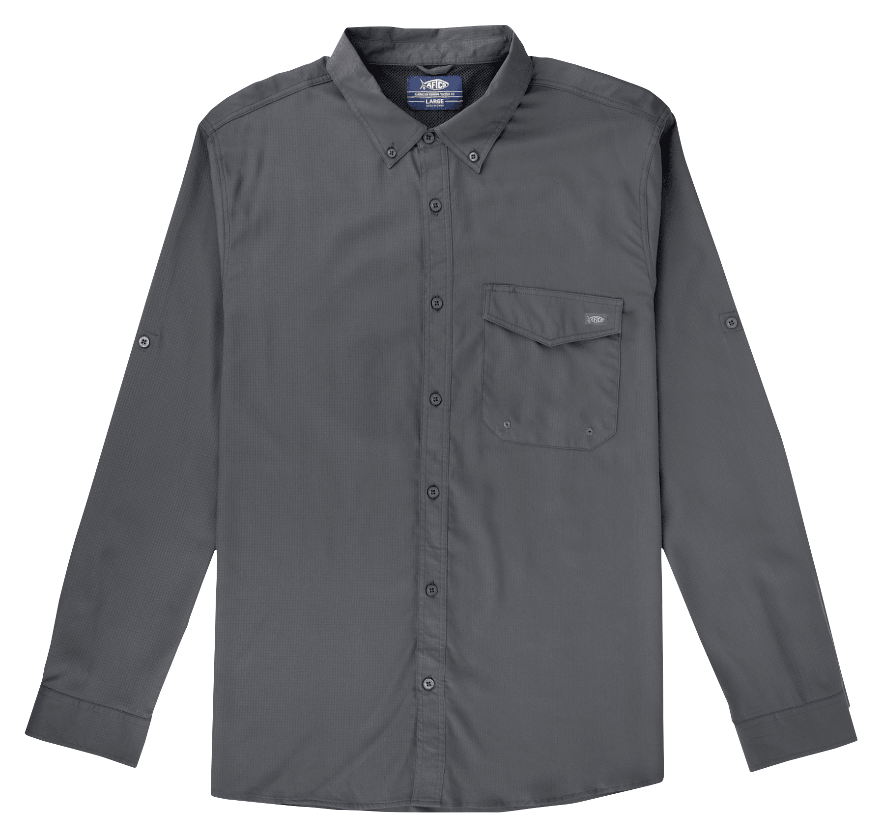 Image of AFTCO Palomar Tech Vented Long-Sleeve Fishing Shirt - Charcoal - 3X