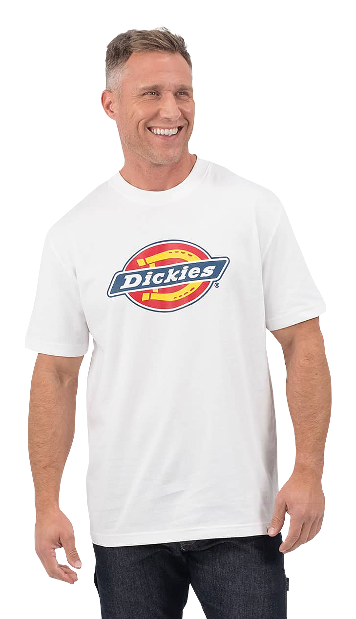 Image of Dickies Tri-Color Logo Short-Sleeve T-Shirt for Men - White
