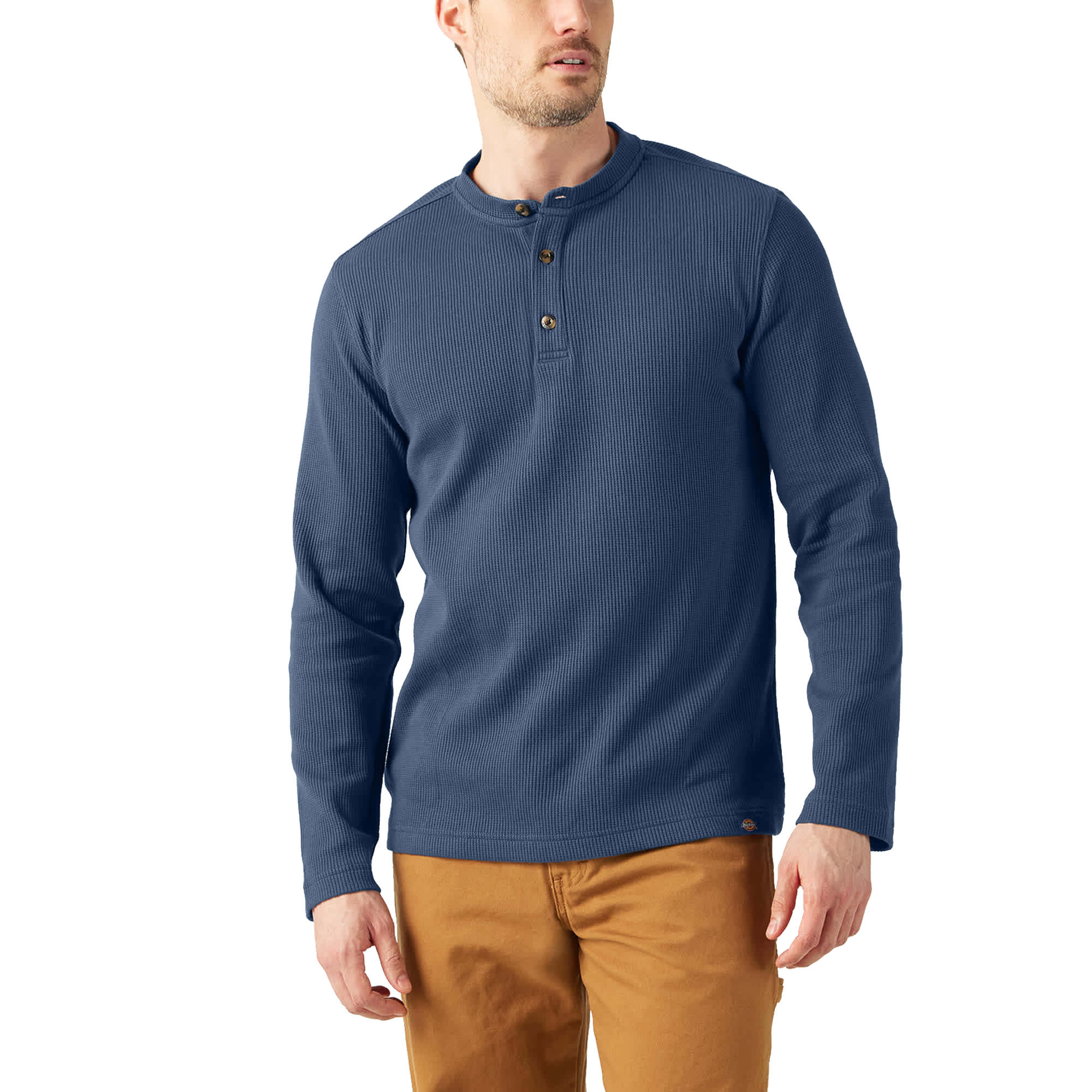 Image of Dickies Henley Thermal Long-Sleeve Shirt for Men - Dark Demin - 3X