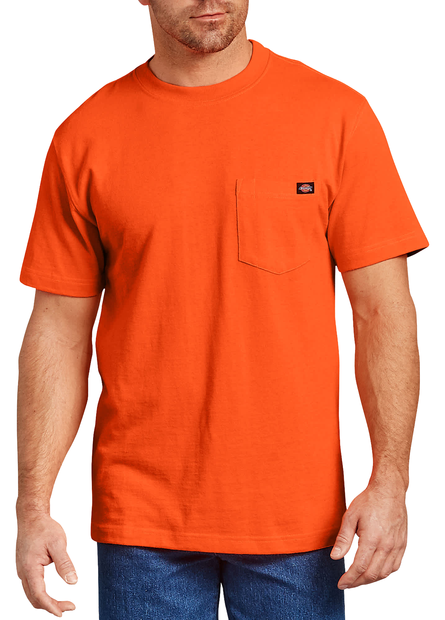 Image of Dickies Heavyweight Short-Sleeve Pocket T-Shirt for Men - Bright Orange