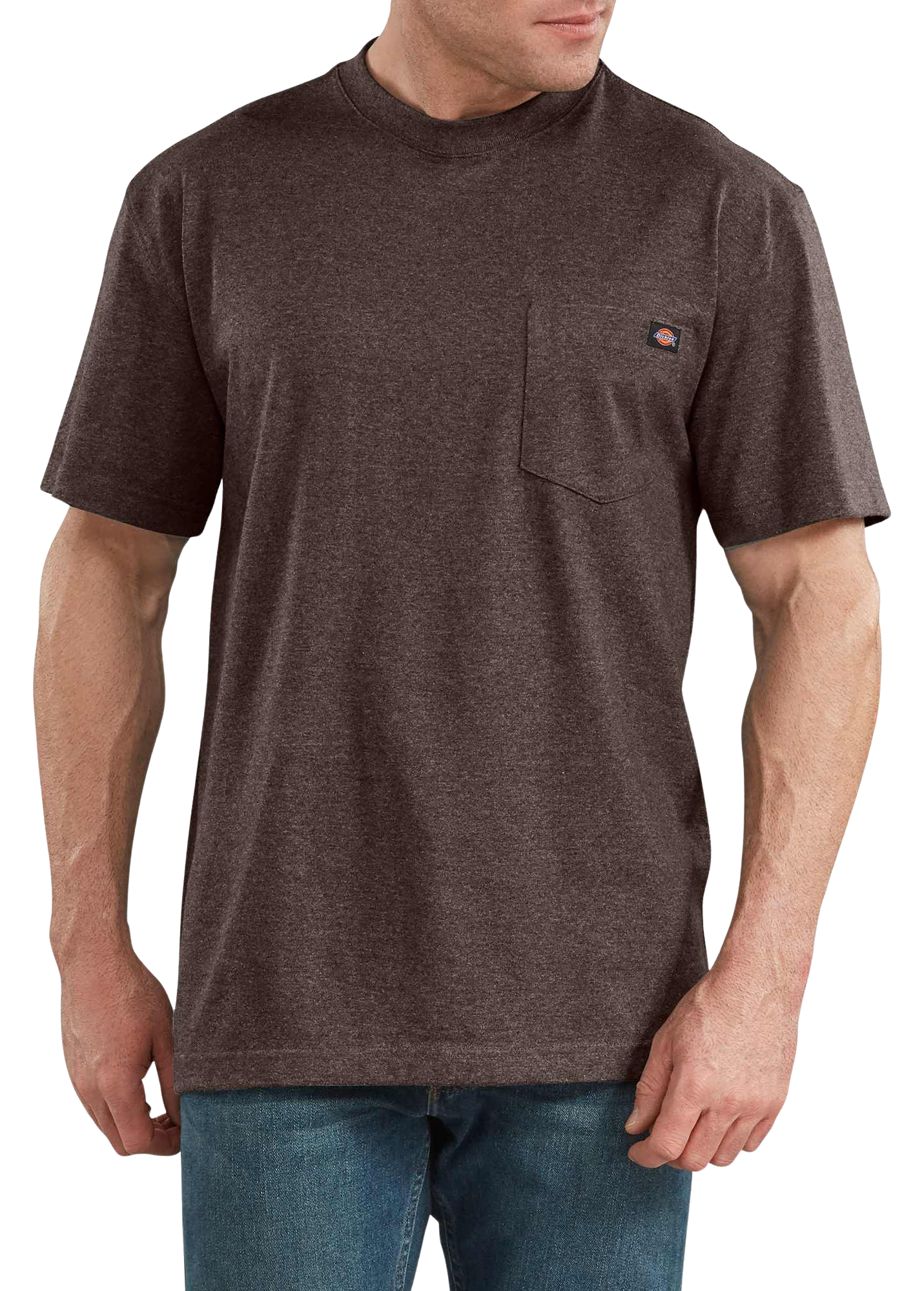 Image of Dickies Heavyweight Short-Sleeve Pocket T-Shirt for Men - Chocolate Heather