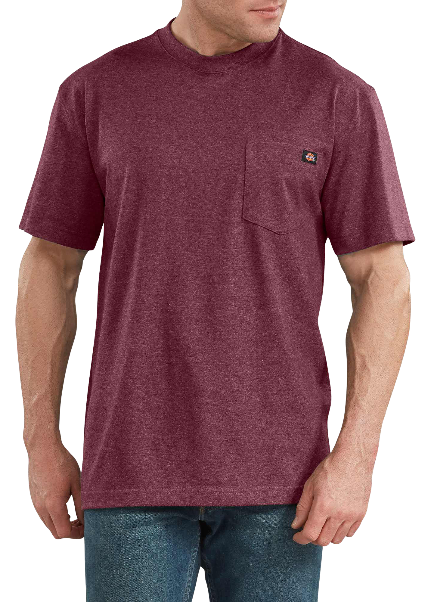 Image of Dickies Heavyweight Short-Sleeve Pocket T-Shirt for Men - Burgundy Heather