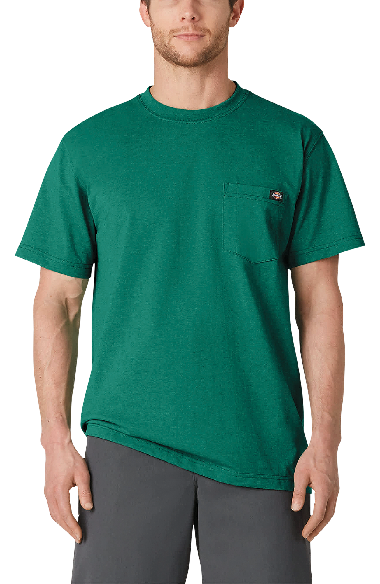 Image of Dickies Heavyweight Short-Sleeve Pocket T-Shirt for Men - Green Heather