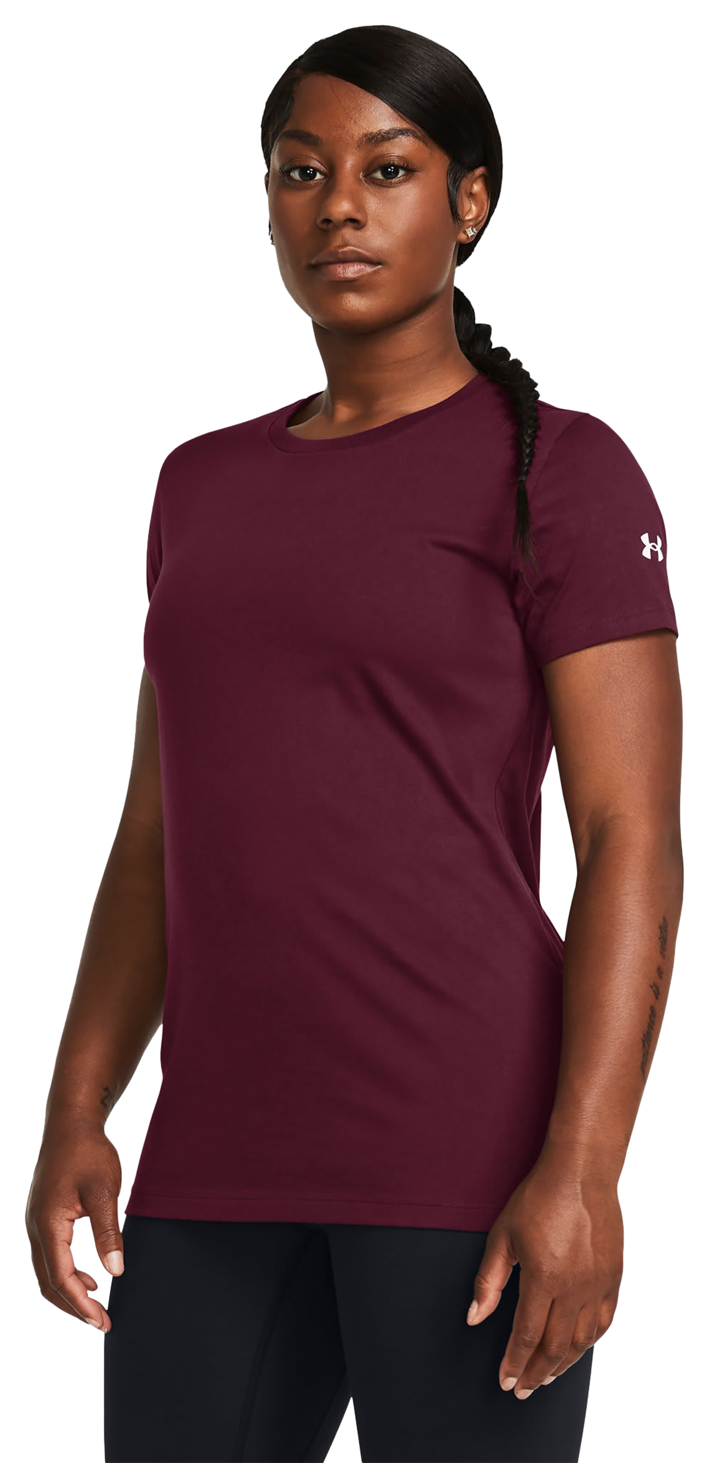 Image of Under Armour Athletics Short-Sleeve Shirt for Ladies - Maroon/White