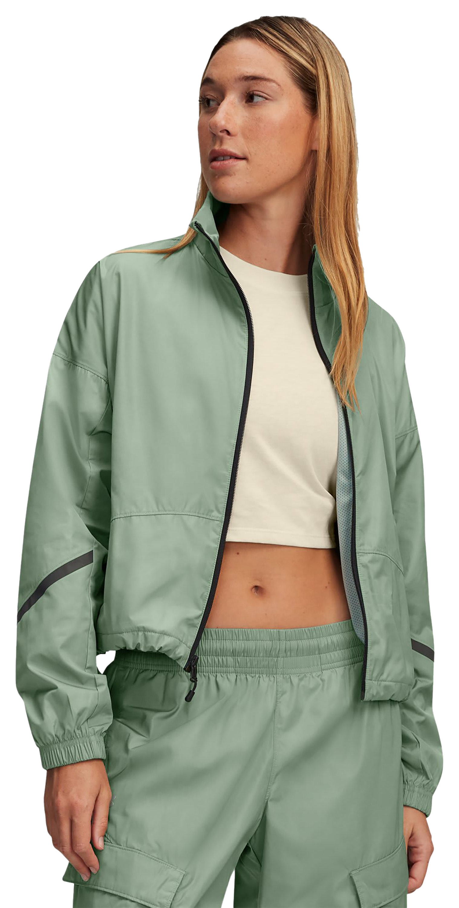 Image of Under Armour Unstoppable Woven Sheen Jacket for Ladies - Silica Green/Silica Green - LG