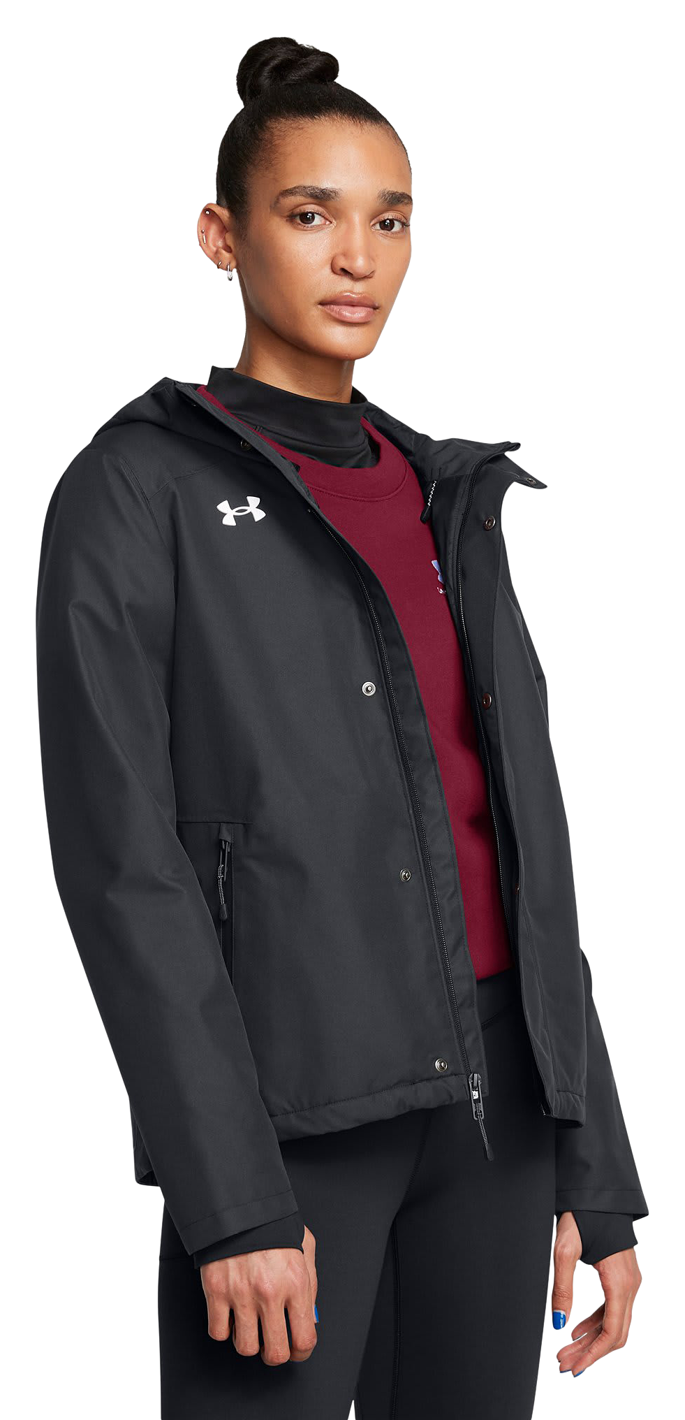 Image of Under Armour Stormproof Lined Rain Jacket for Ladies - Black/White - XS