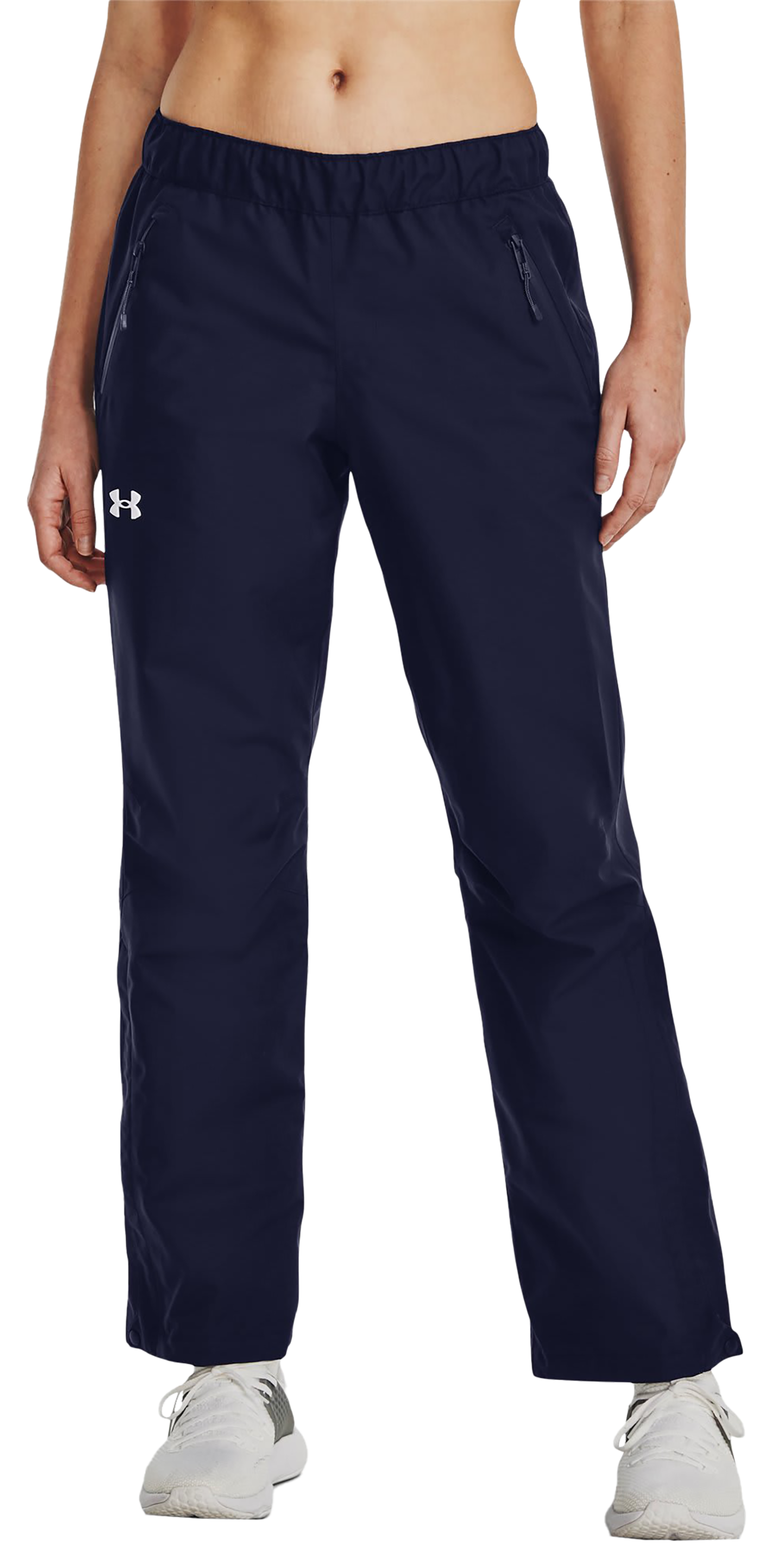Image of Under Armour Stormproof Lined Rain Pants for Ladies - Midnight Navy/White - MD