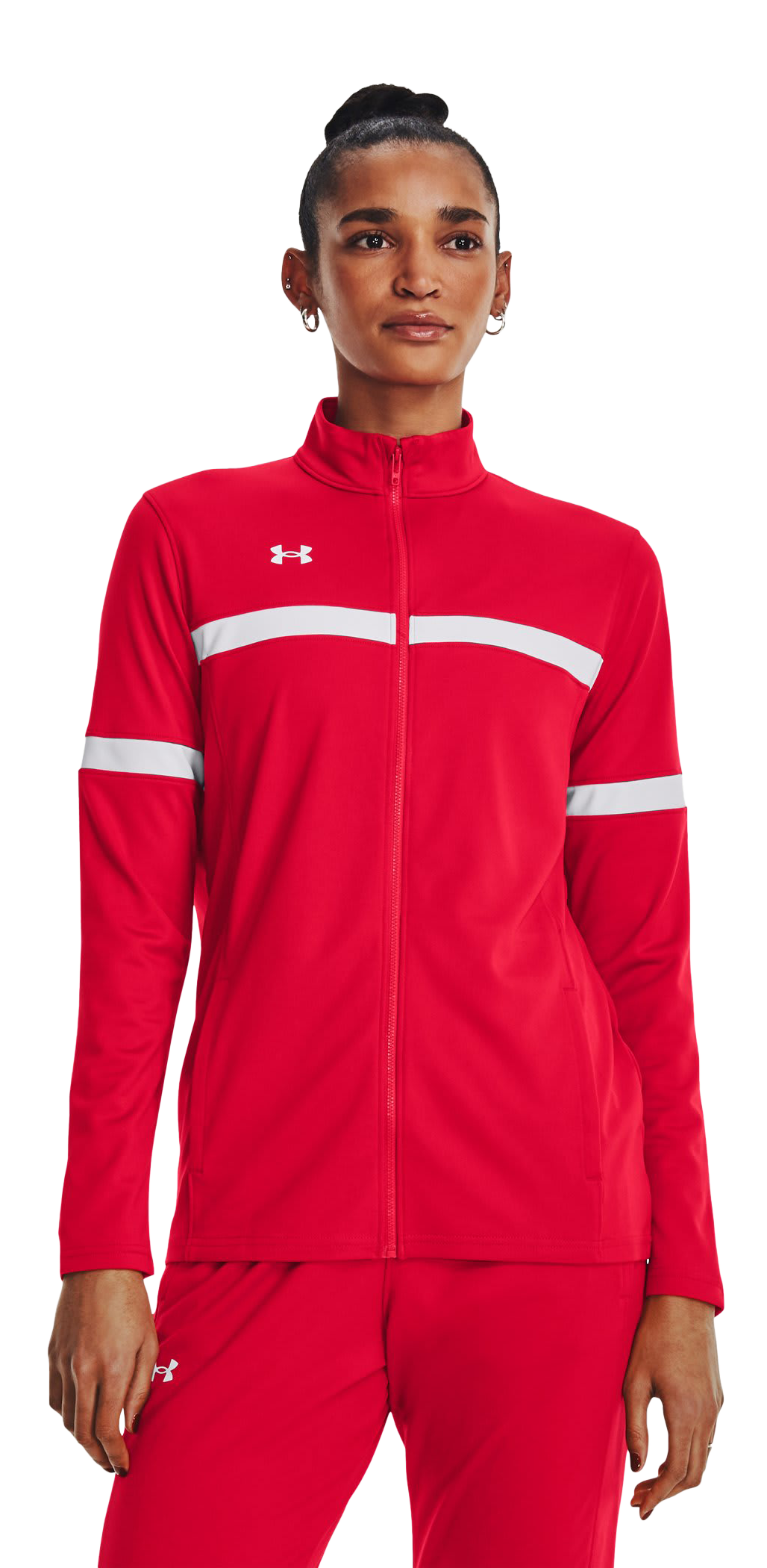 Image of Under Armour UA Knit Warm-Up Team Full-Zip Jacket for Ladies - Red/White - LT