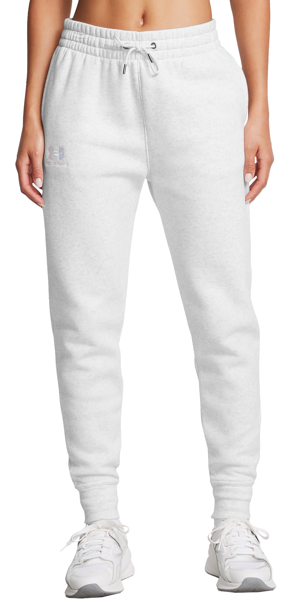 Image of Under Armour Icon Fleece Joggers - Distant Gray Medium Heather/White - M