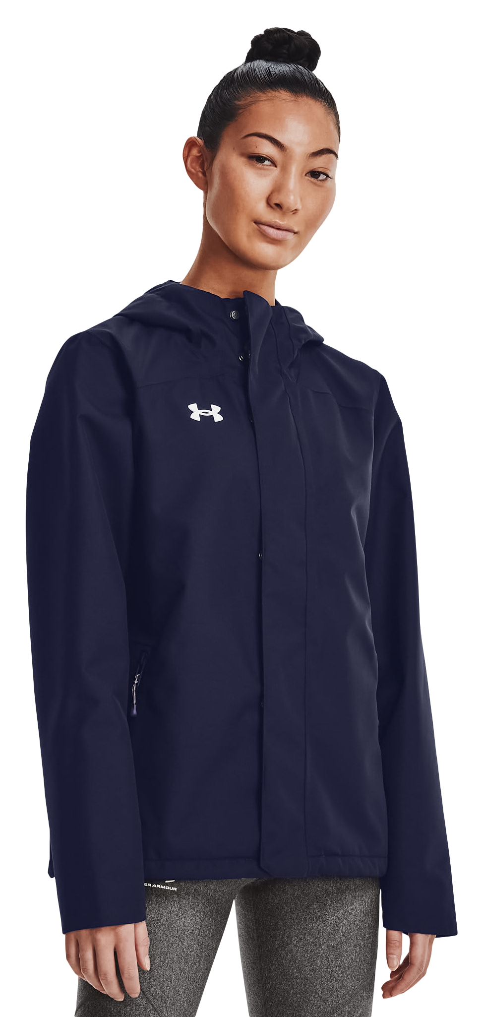 Image of Under Armour Stormproof Lined Rain Jacket for Ladies - Midnight Navy/White - LG