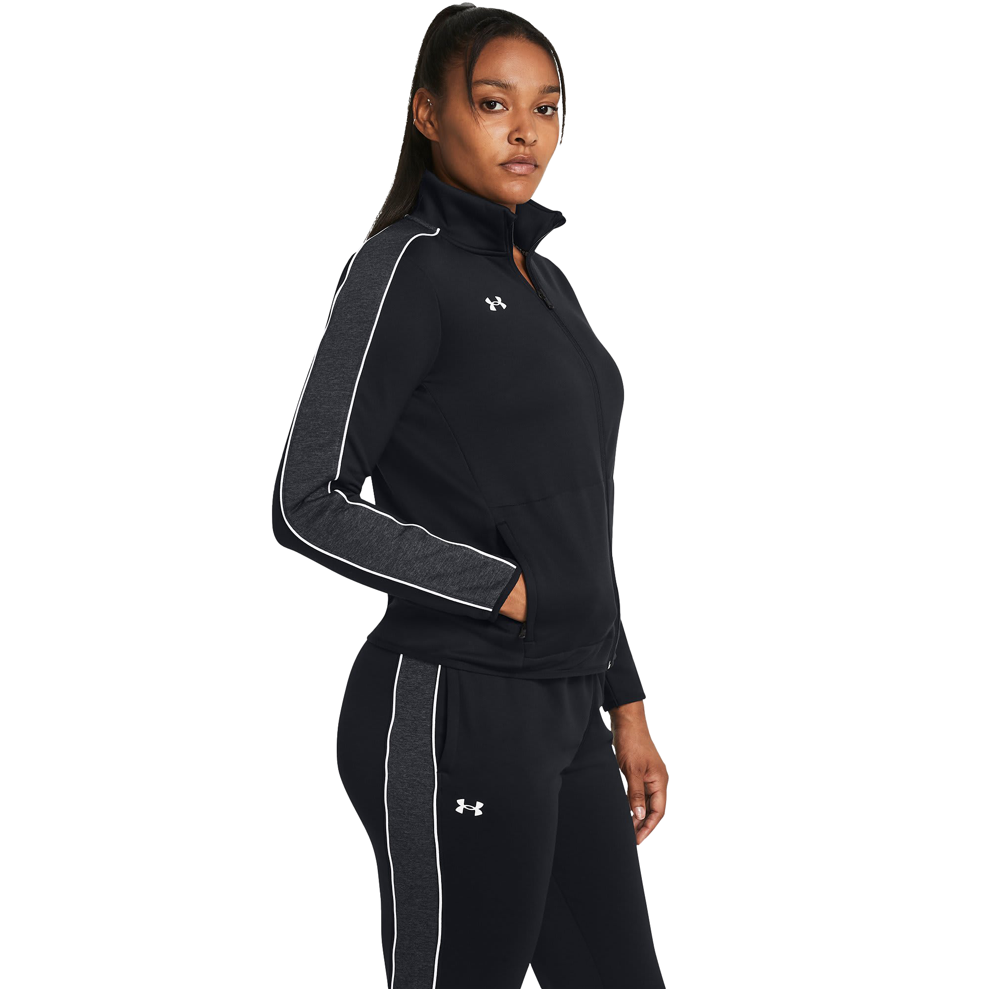 Image of Under Armour Command Warm-Up Full-Zip Jacket for Ladies - Black/White - XL