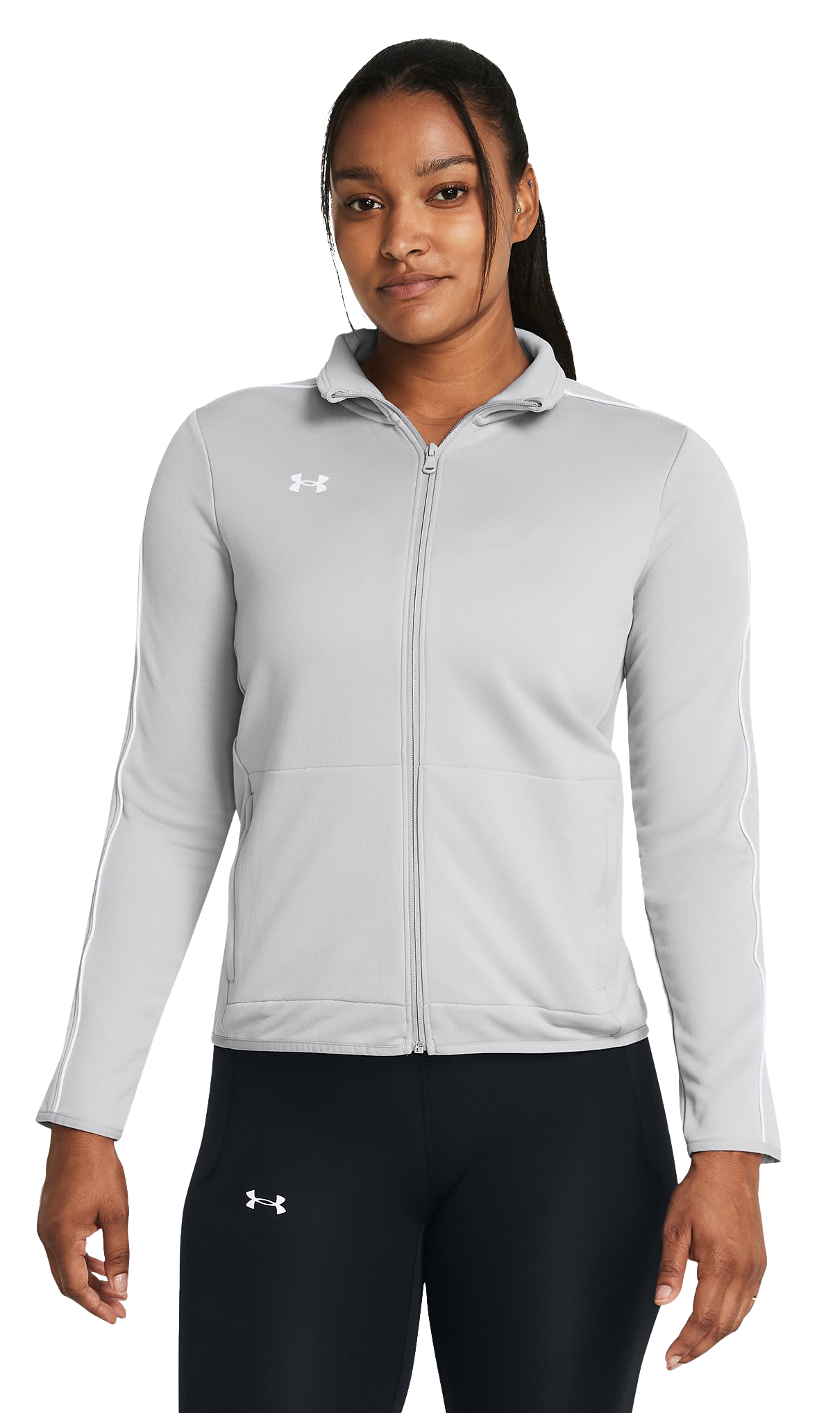 Image of Under Armour Command Warm-Up Full-Zip Jacket for Ladies - Mod Gray/White - XL