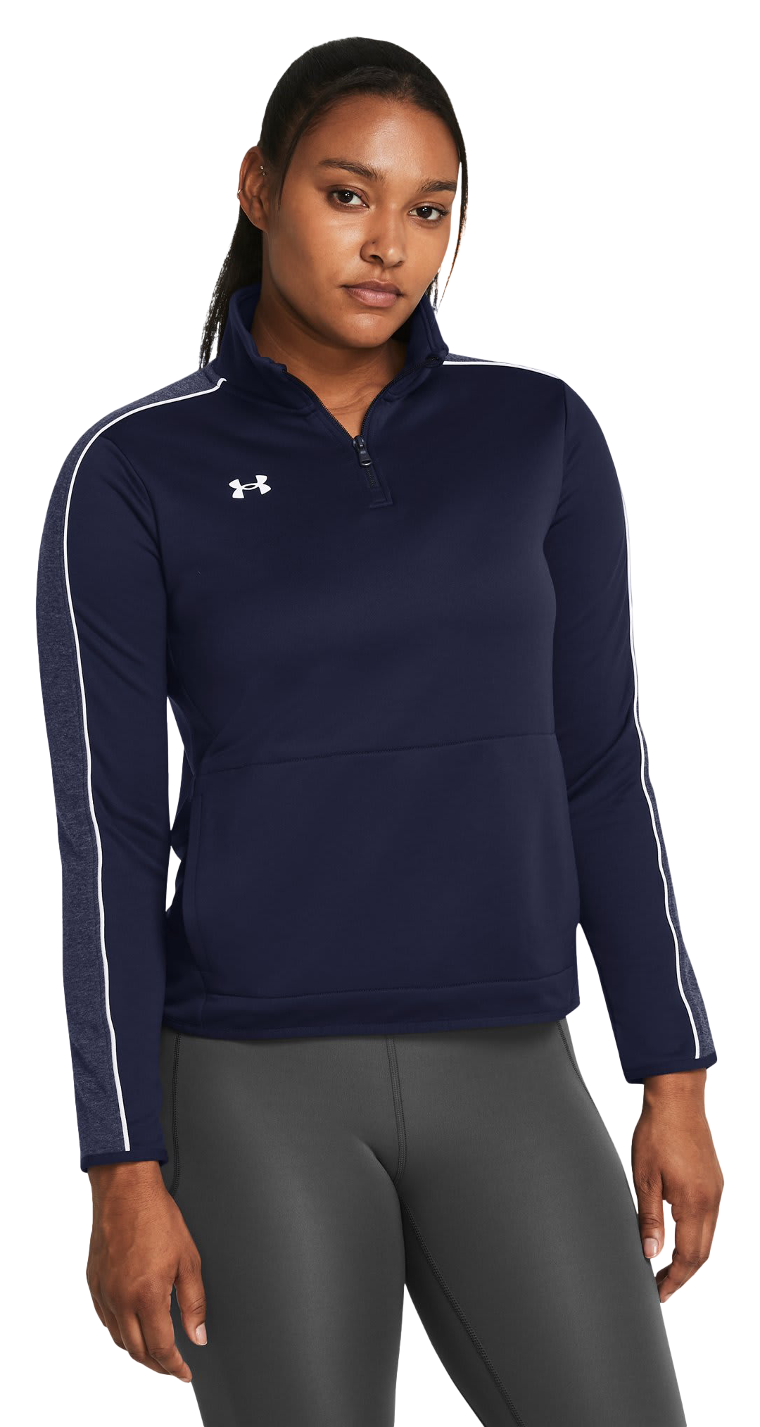 Image of Under Armour Command Warm-Up Quarter-Zip Pullover for Ladies - Midnight Navy/White - LGT