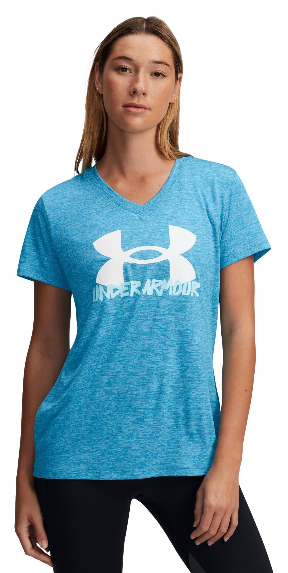Image of Under Armour Tech Marker Twist Short-Sleeve T-Shirt for Ladies - Ether Blue/White/Stream - L