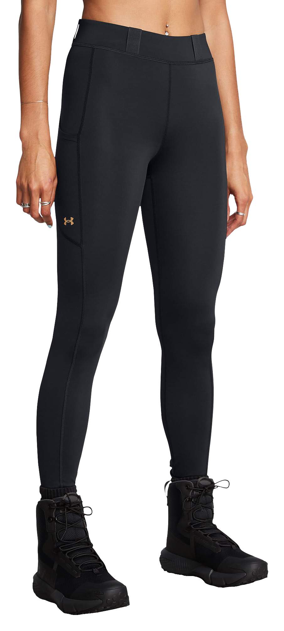 Image of Under Armour Tac TTG Leggings for Ladies - Black/Yellow Ochre - LG