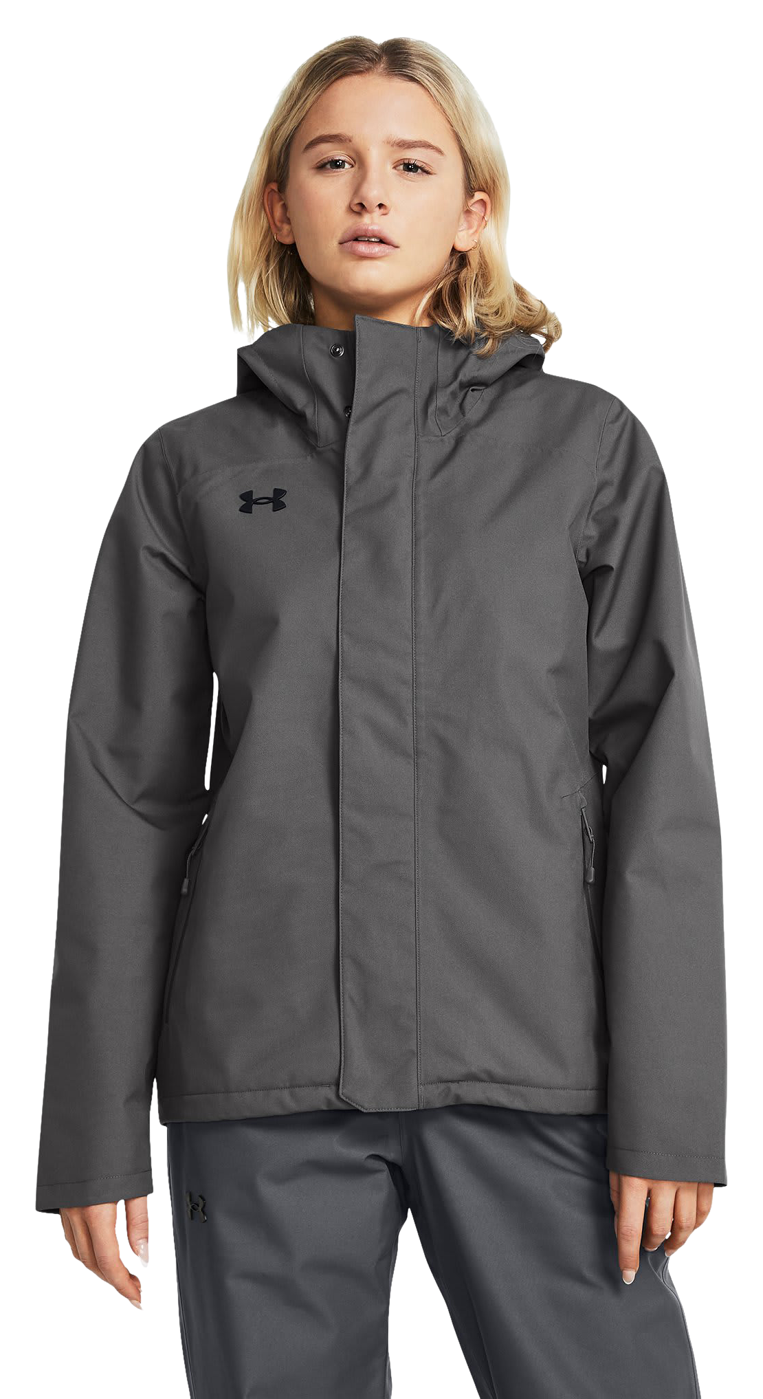 Image of Under Armour Stormproof Lined Rain Jacket for Ladies - Castlerock/Black - XL