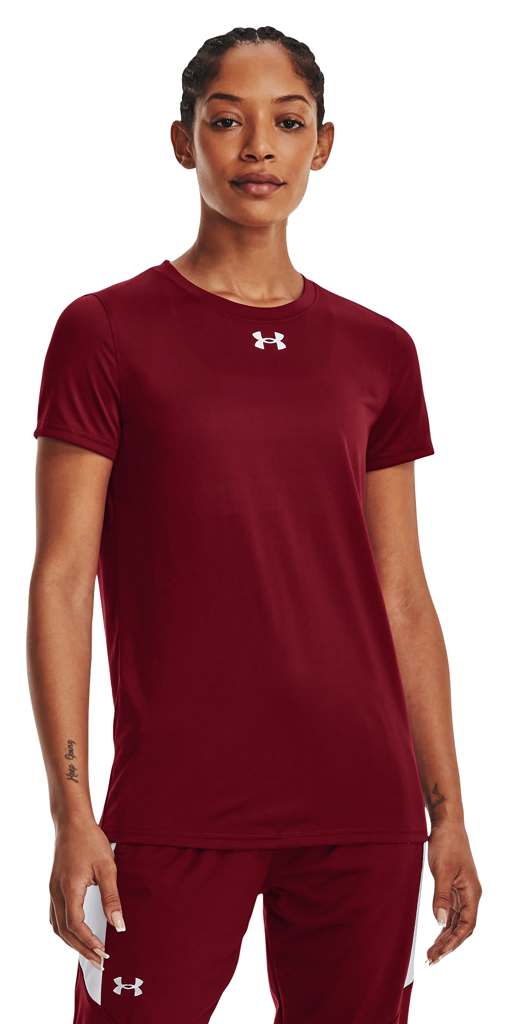 Image of Under Armour UA Tech Team Short-Sleeve Shirt for Ladies - Cardinal/White