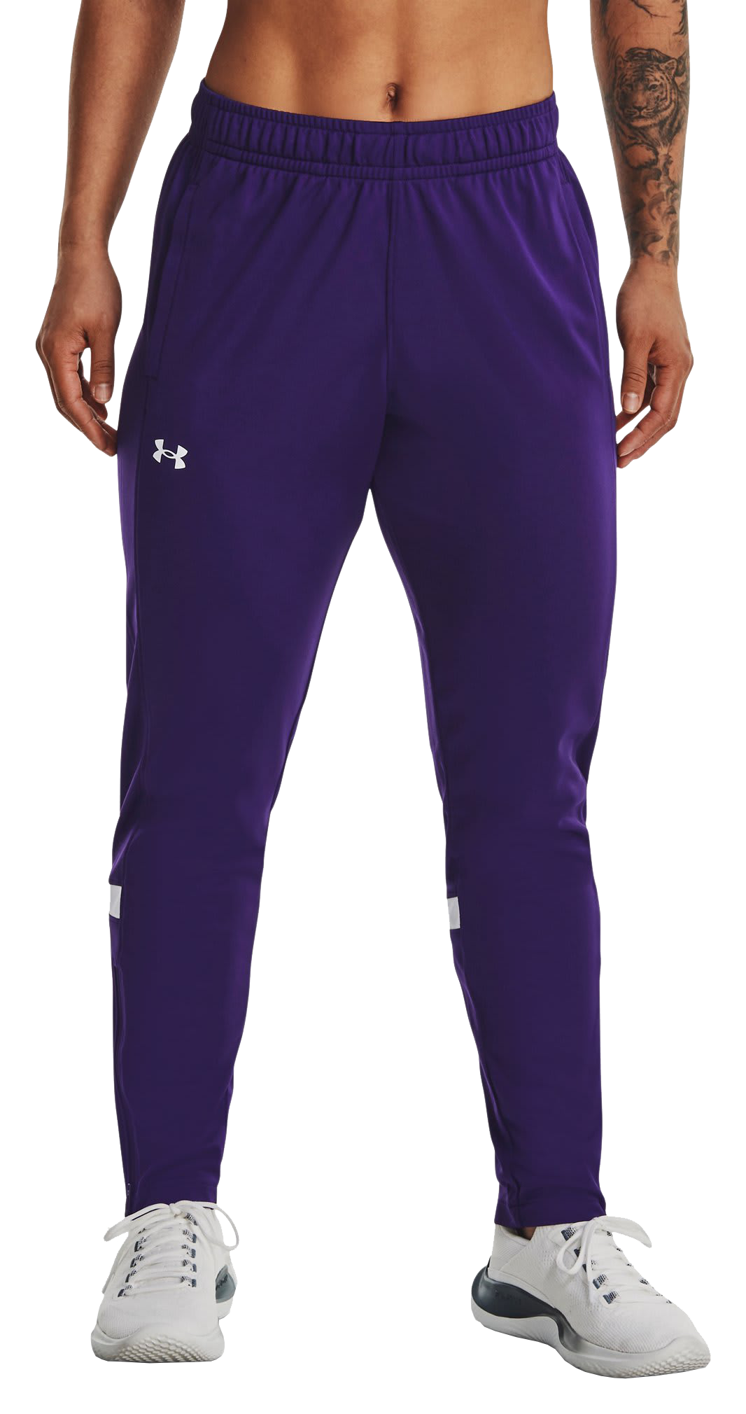 Image of Under Armour Knit Warm-Up Team Pants for Ladies - Purple/White