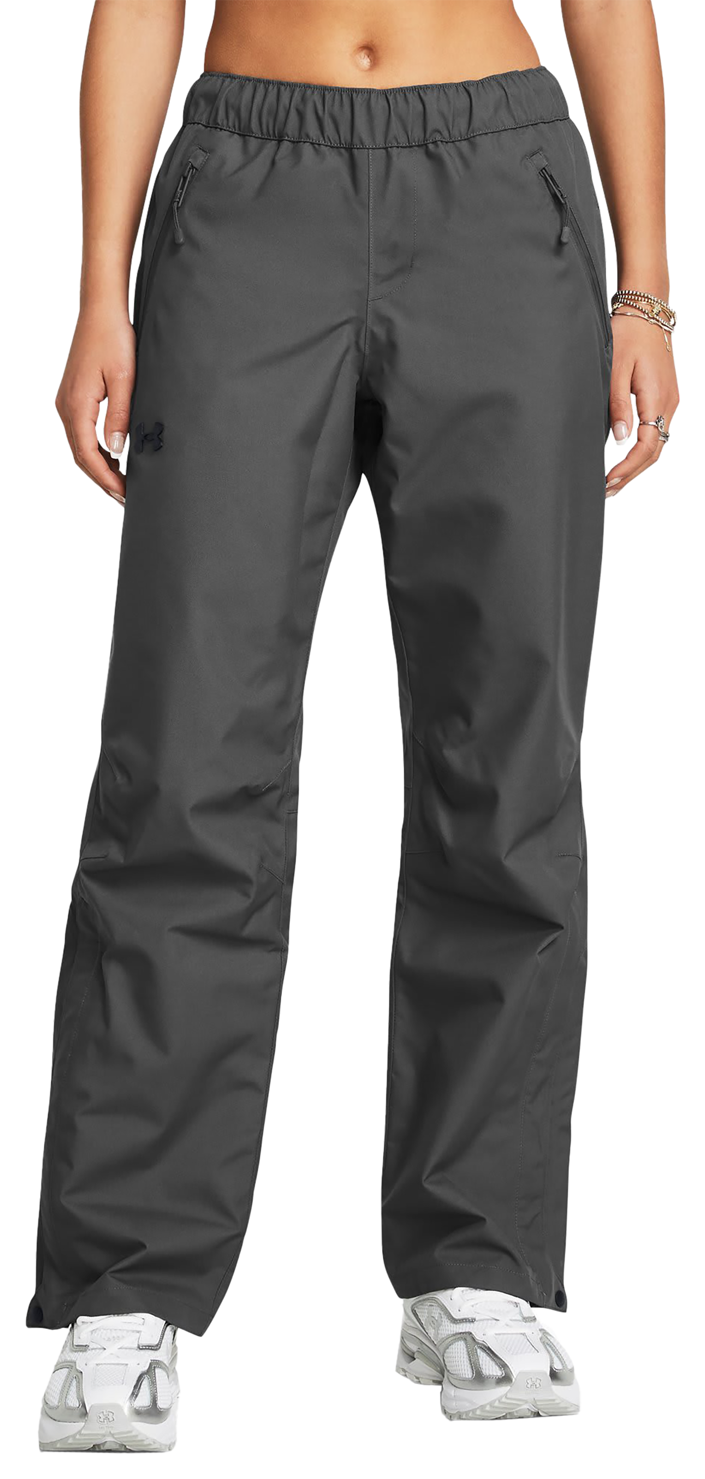 Image of Under Armour Stormproof Lined Rain Pants for Ladies - Castlerock/Black - XLT