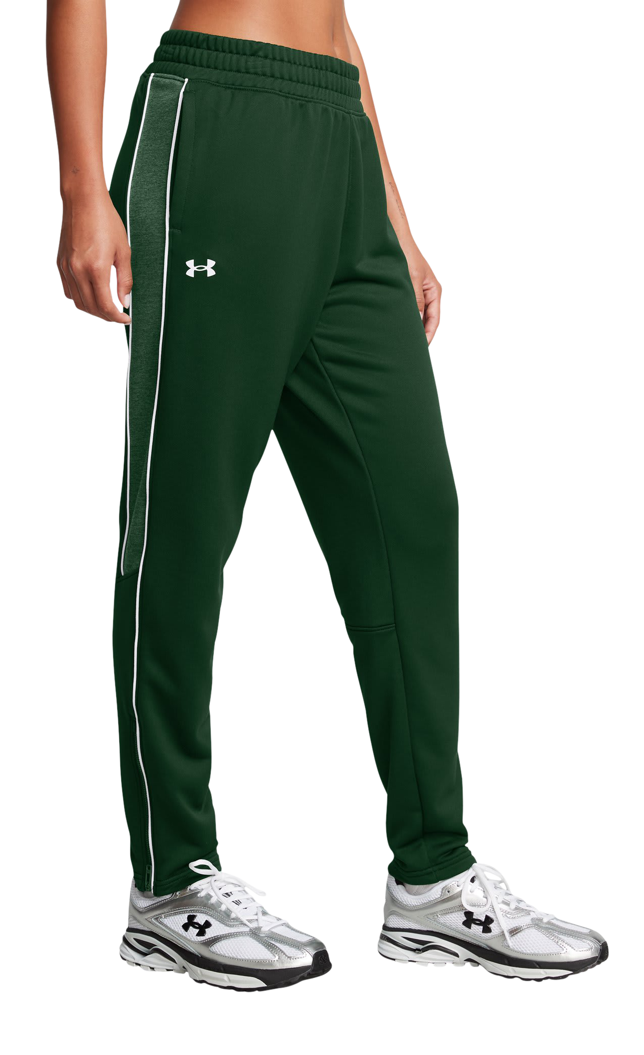 Image of Under Armour Command Warm-Up Pants for Ladies - Forest Green/White