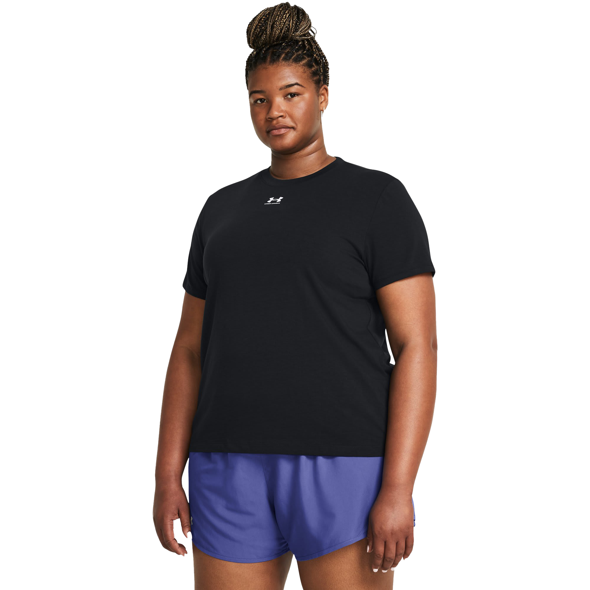 Image of Under Armour Rival Core Short-Sleeve T-Shirt for Ladies - Black/White - 1X