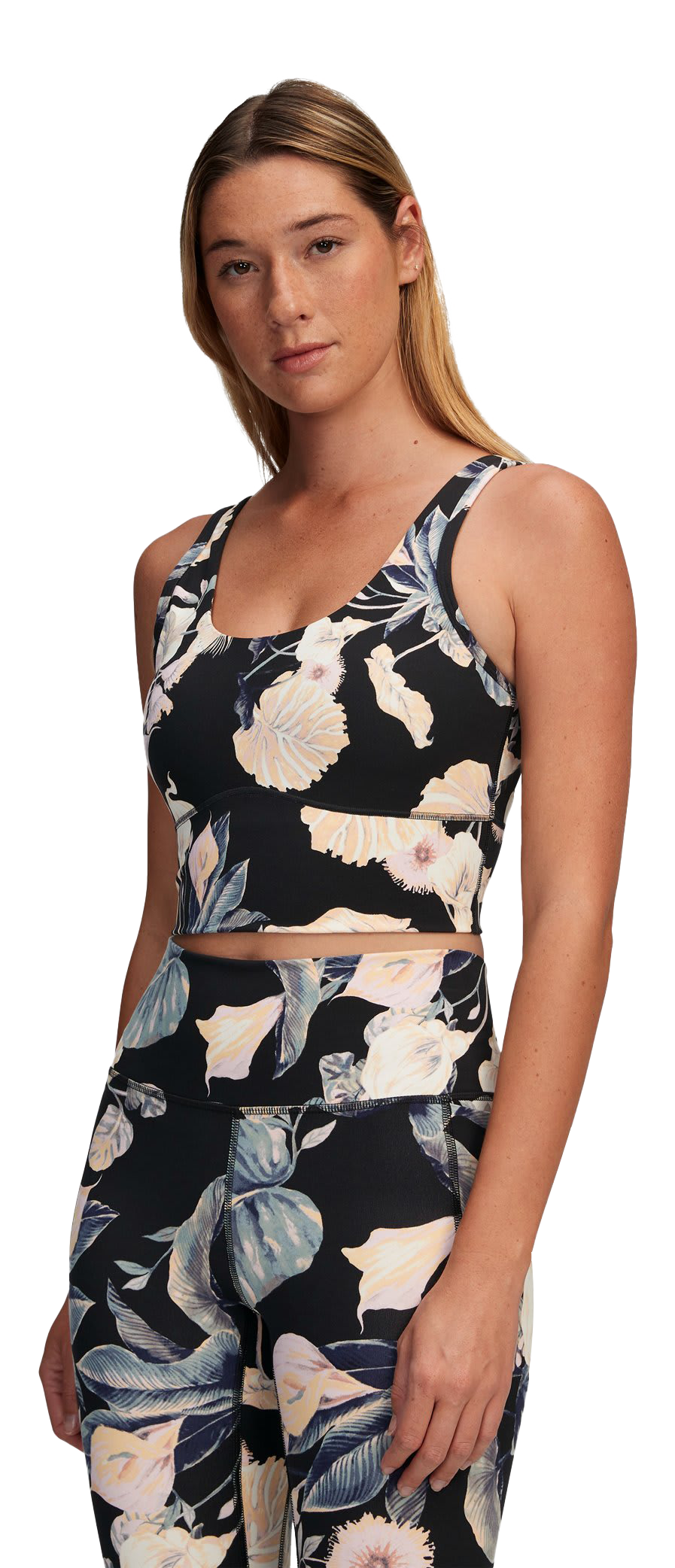 Image of Under Armour Meridian Fitted Crop Print Tank Top for Ladies - Black/Black - SM