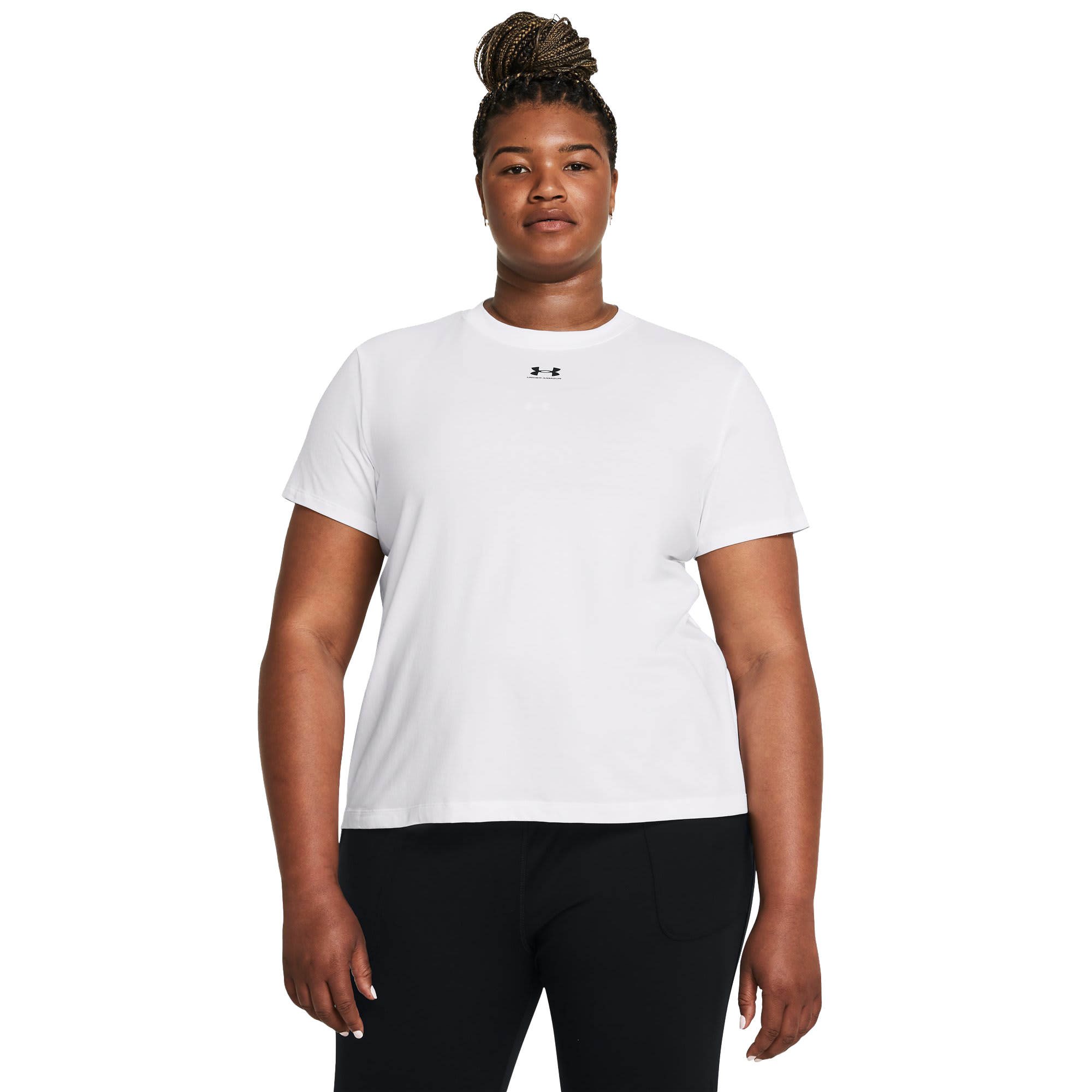 Image of Under Armour Rival Core Short-Sleeve T-Shirt for Ladies - White/Black - 1X