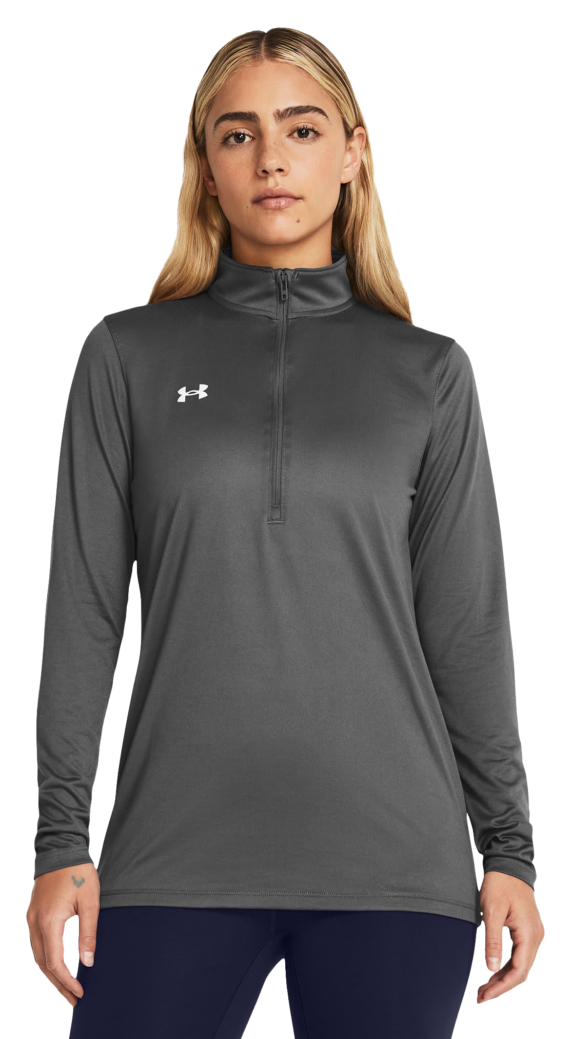 Under Armour UA Tech Team Half-Zip Long-Sleeve Shirt for Ladies - Castlerock/White