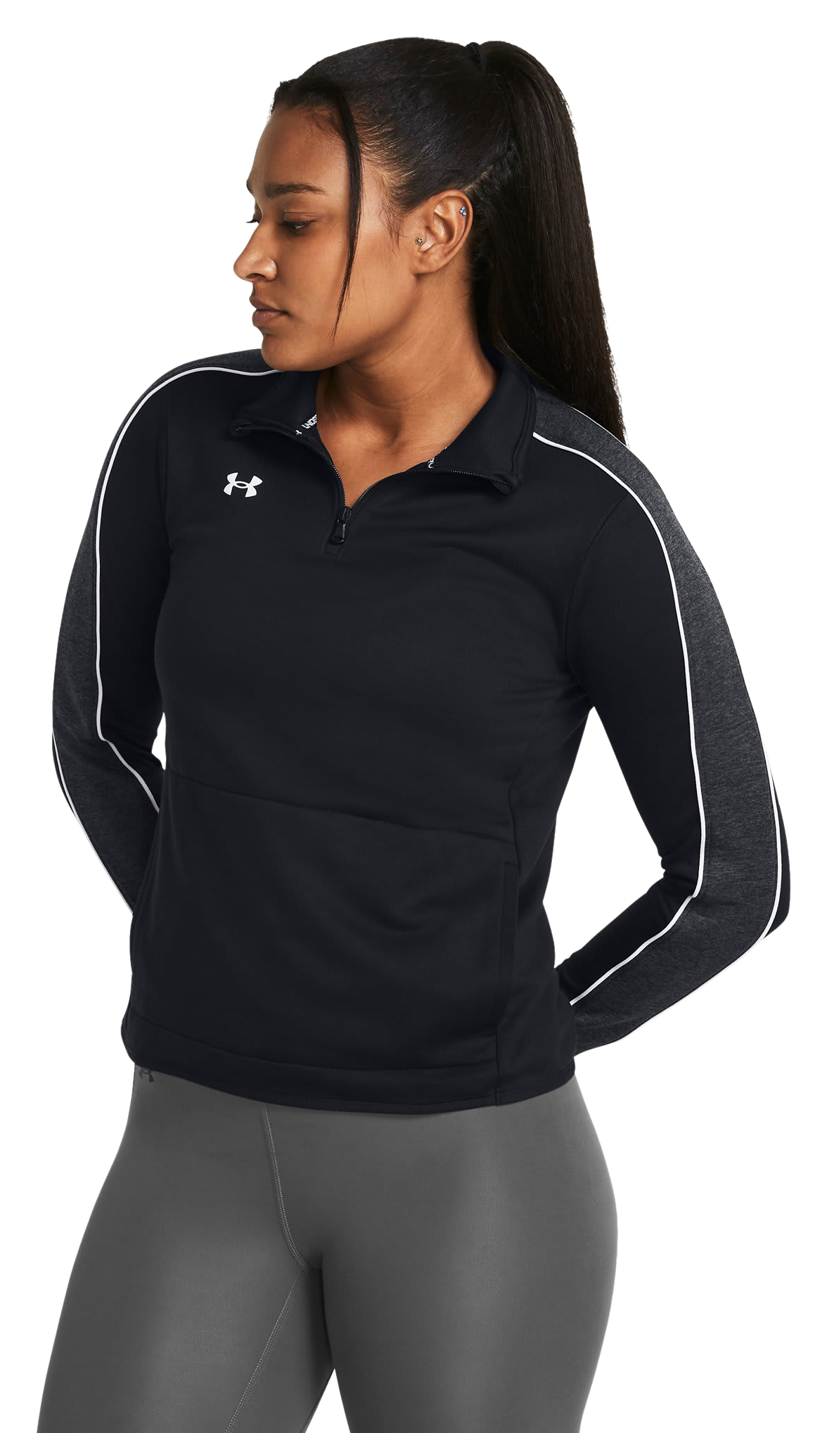 Image of Under Armour Command Warm-Up Quarter-Zip Pullover for Ladies - Black/White - LG