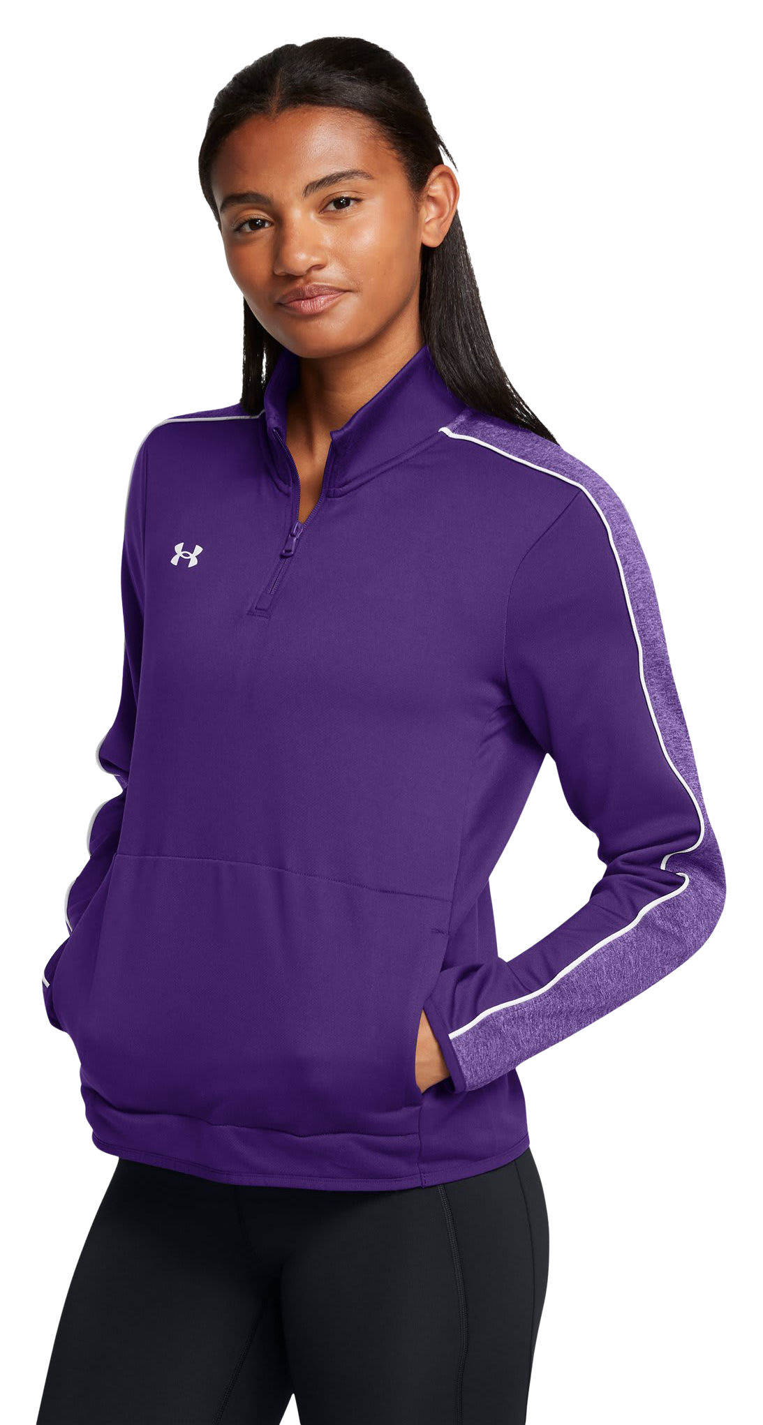 Image of Under Armour Command Warm-Up Quarter-Zip Pullover for Ladies - Purple/White