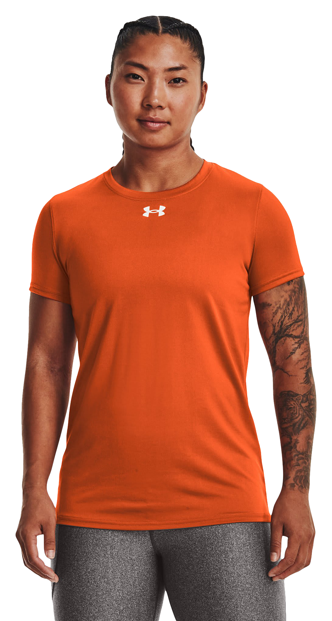 Image of Under Armour UA Tech Team Short-Sleeve Shirt for Ladies - Texas Orange/White