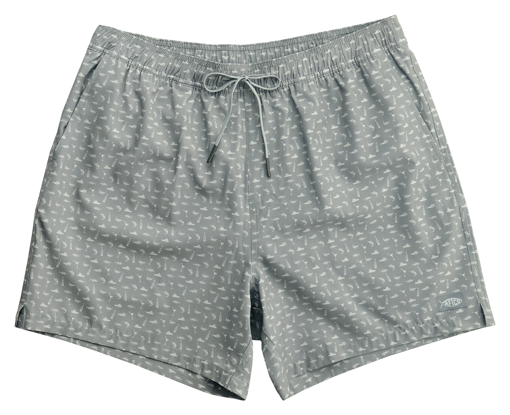 Image of AFTCO Strike Printed Swim Shorts - Steel